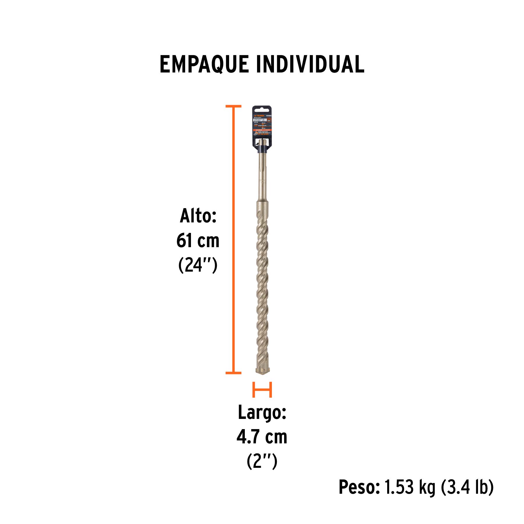 Broca SDS Max de 1-1/4 x 21", TRUPER - Empaque