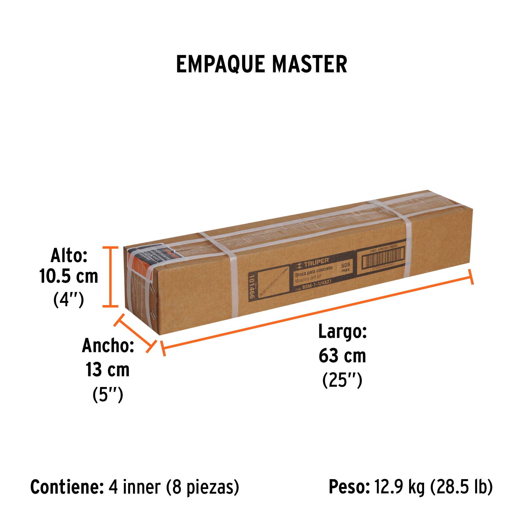 Broca SDS Max de 1-1/4 x 21", TRUPER - Empaque