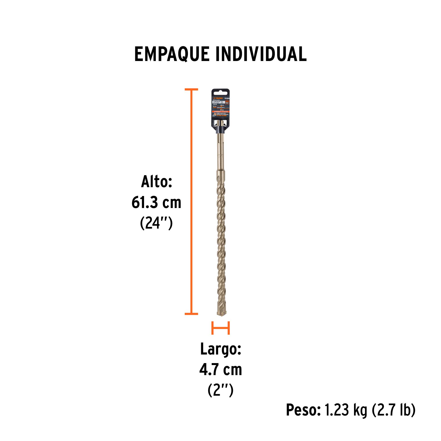 Broca SDS Max de 1-1/8 x 21", TRUPER - Empaque