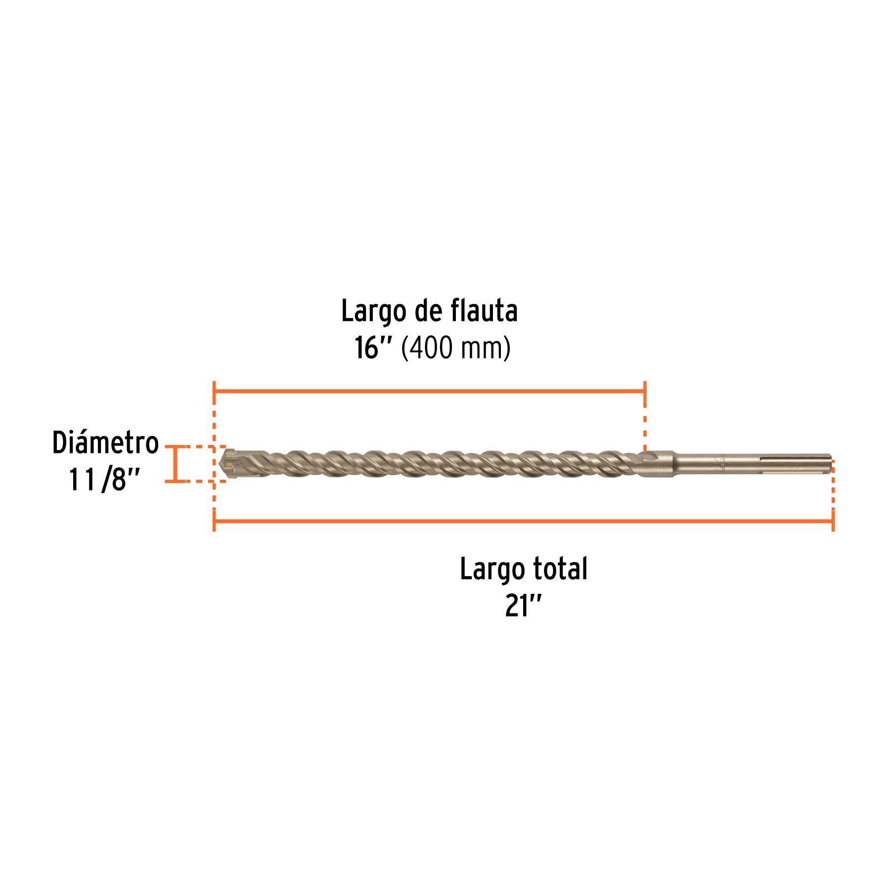 Broca SDS Max de 1-1/8 x 21", TRUPER