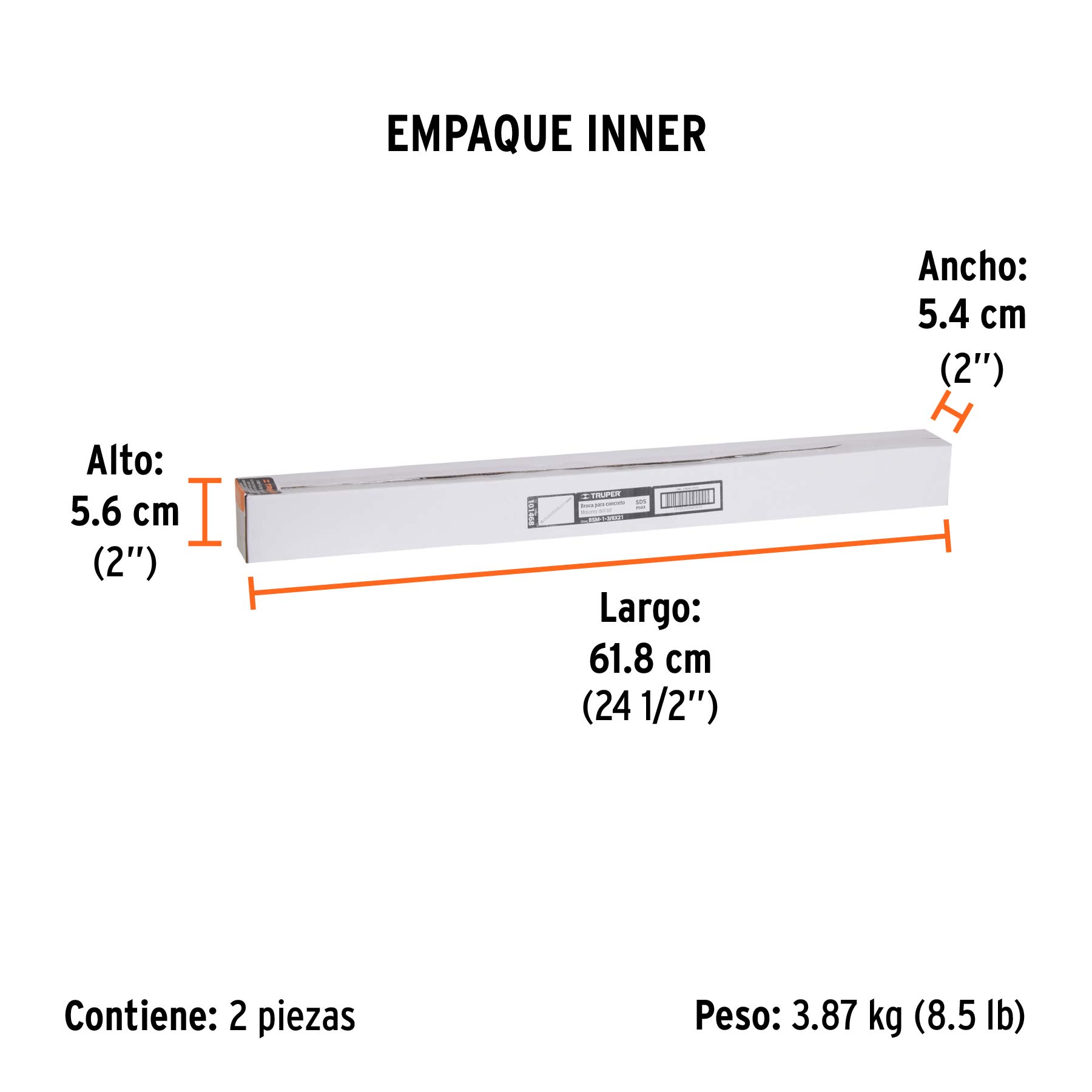 Broca SDS Max de 1-3/8 x 21", TRUPER - Empaque