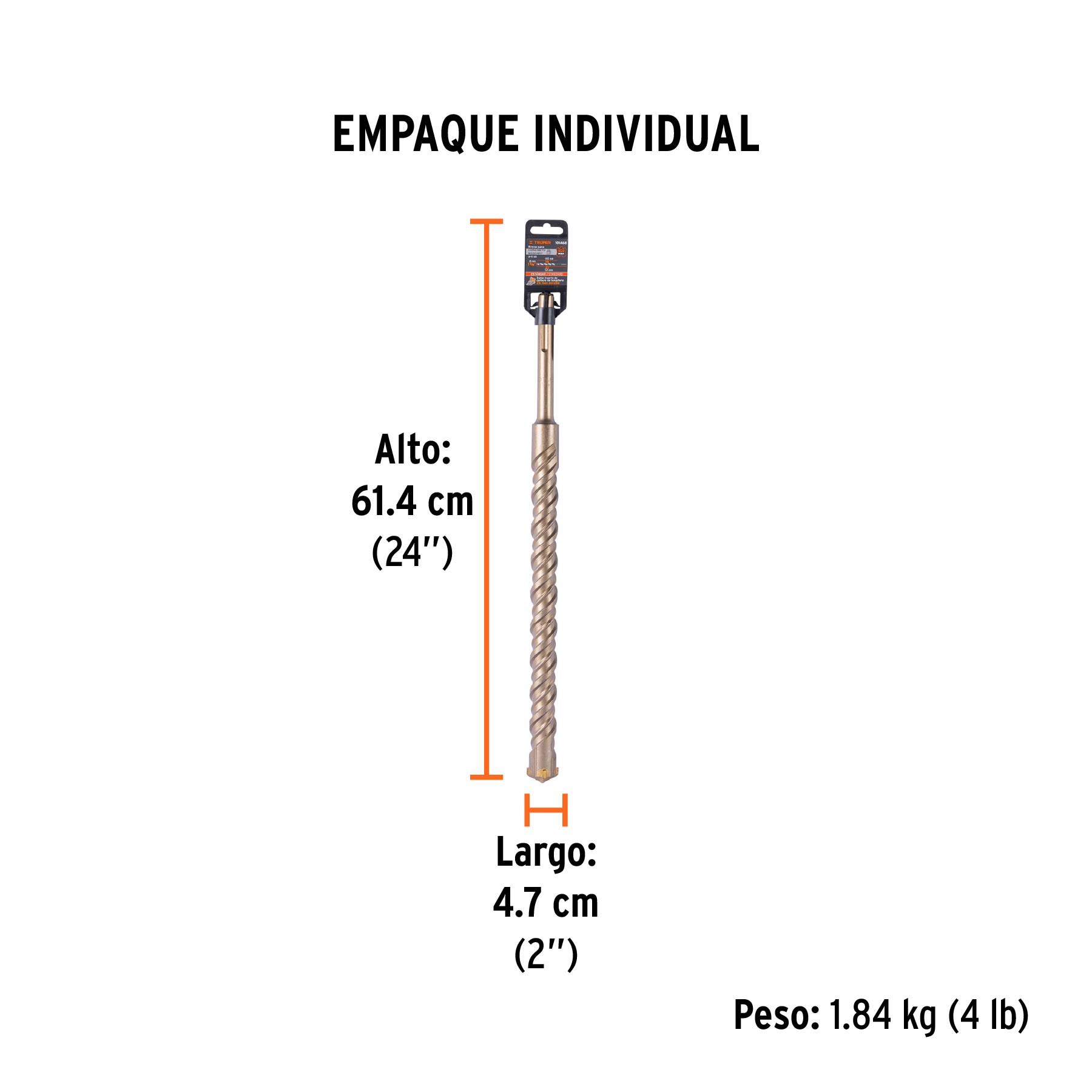 Broca SDS Max de 1-3/8 x 21", TRUPER - Empaque