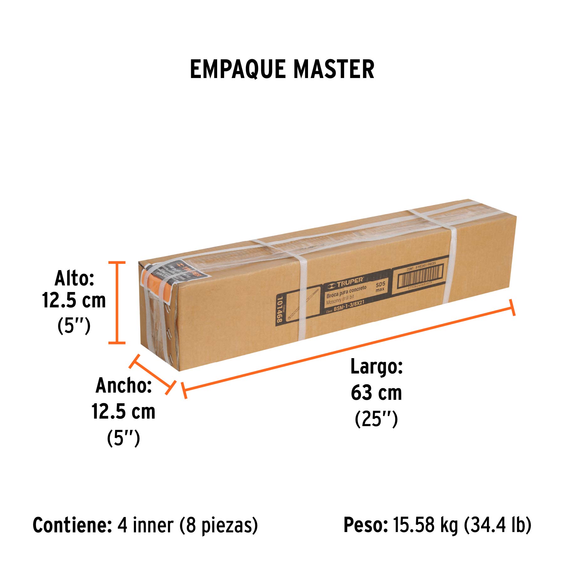 Broca SDS Max de 1-3/8 x 21", TRUPER - Empaque