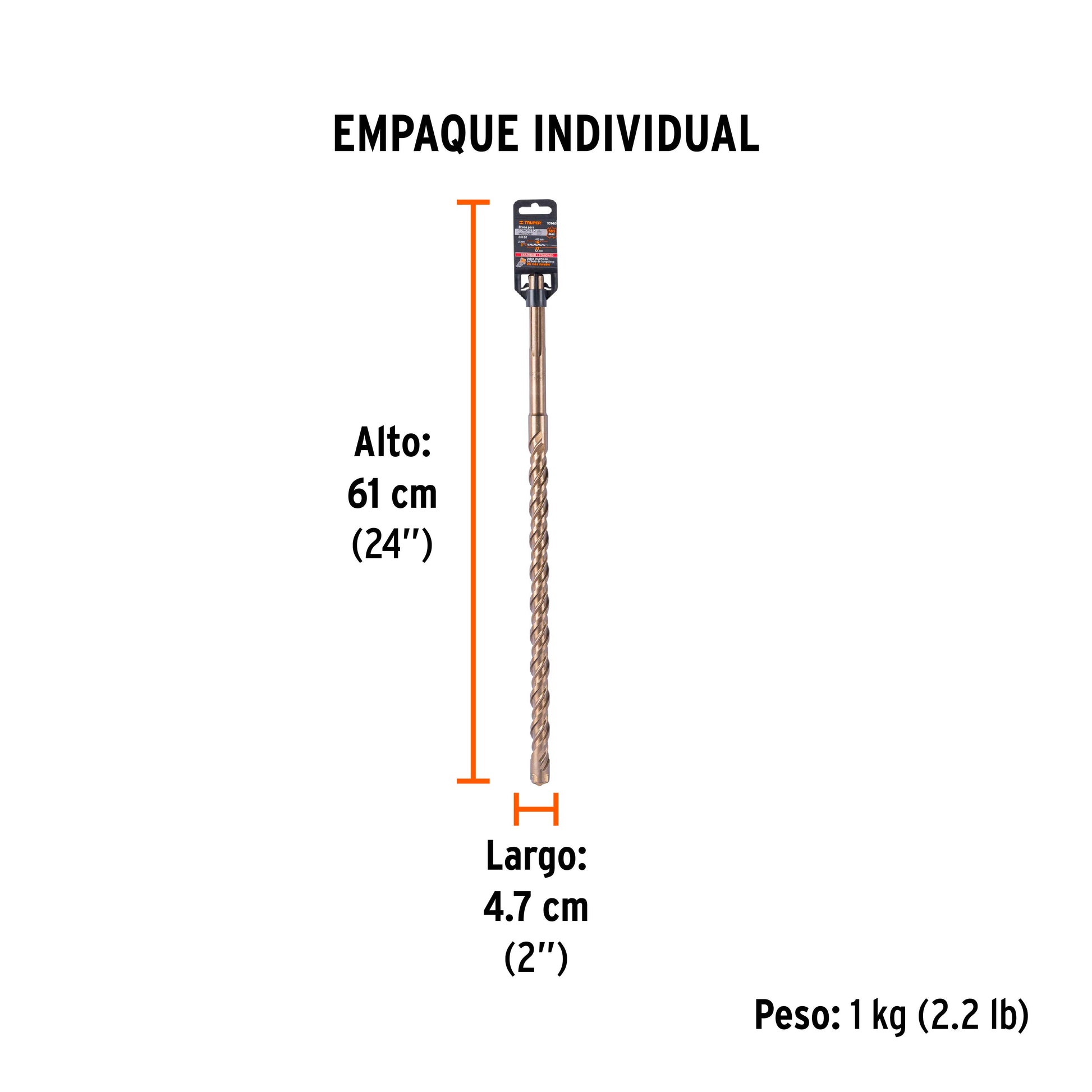 Broca SDS Max de 1 x 21", TRUPER - Empaque