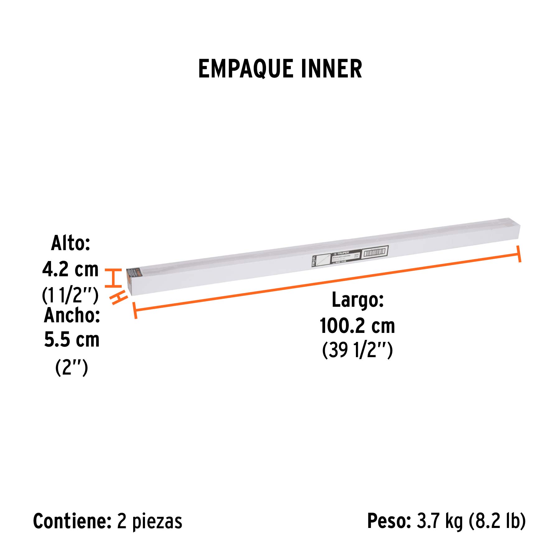 Broca SDS Max de 1 x 36", TRUPER - Empaque