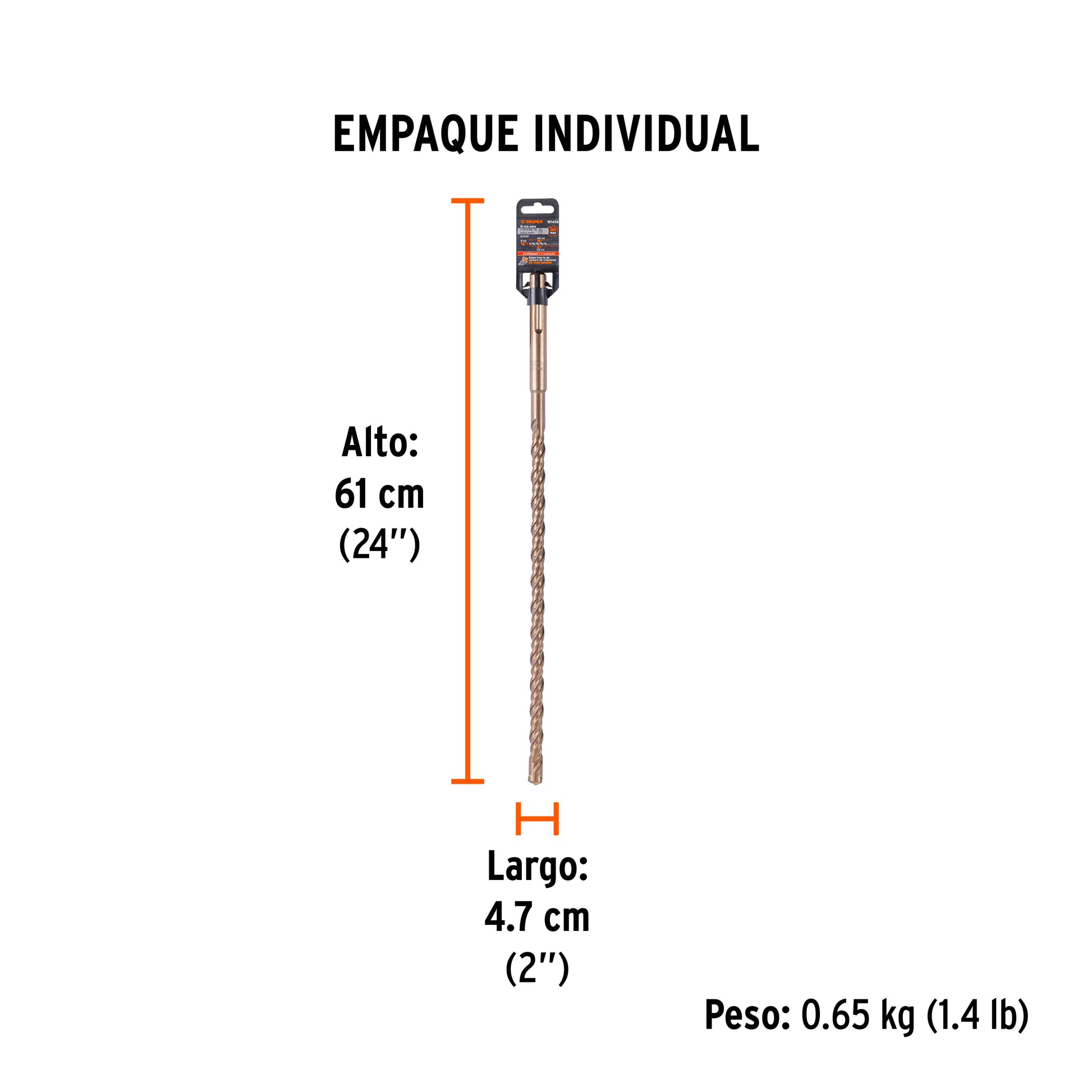 Broca SDS Max de 3/4 x 21", TRUPER - Empaque