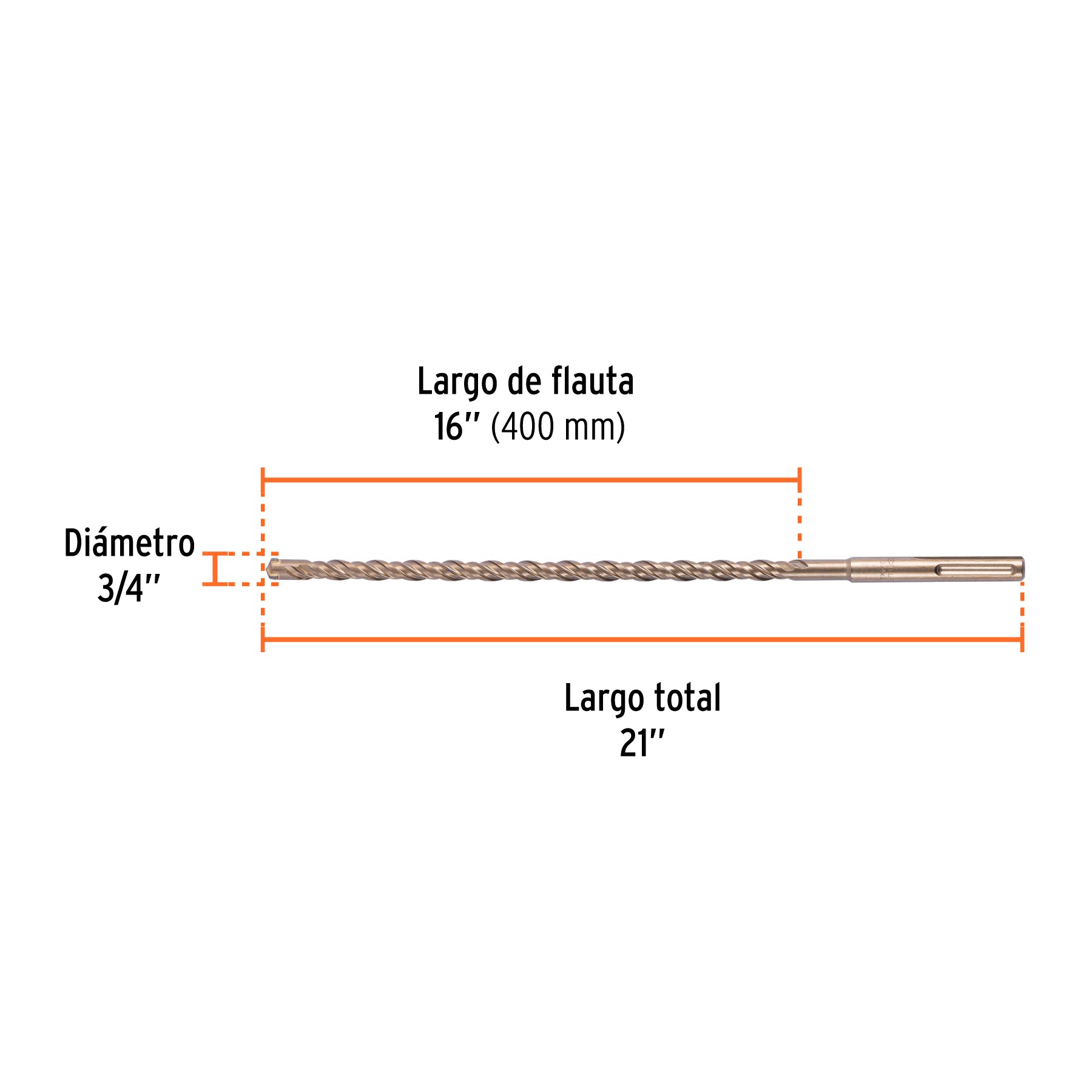 Broca SDS Max de 3/4 x 21", TRUPER