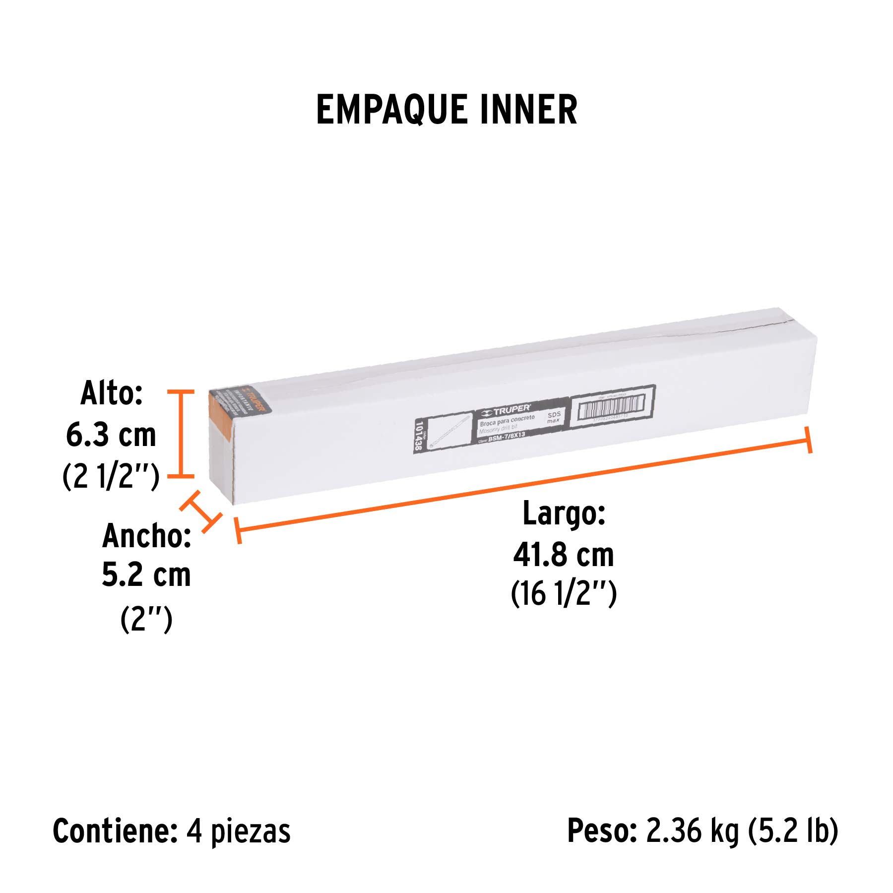 Broca SDS Max de 7/8 x 13", TRUPER - Empaque