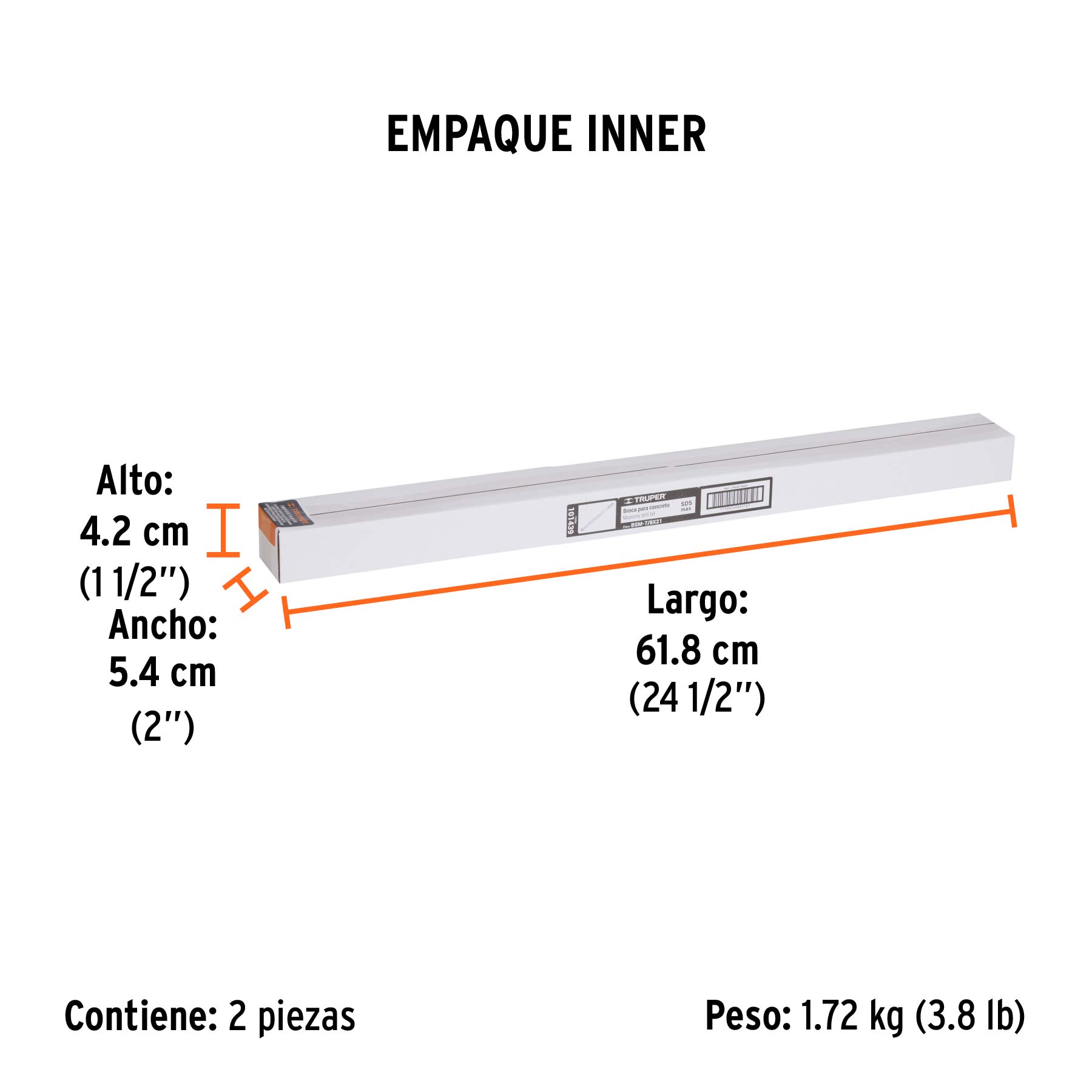Broca SDS Max de 7/8 x 21", TRUPER - Empaque