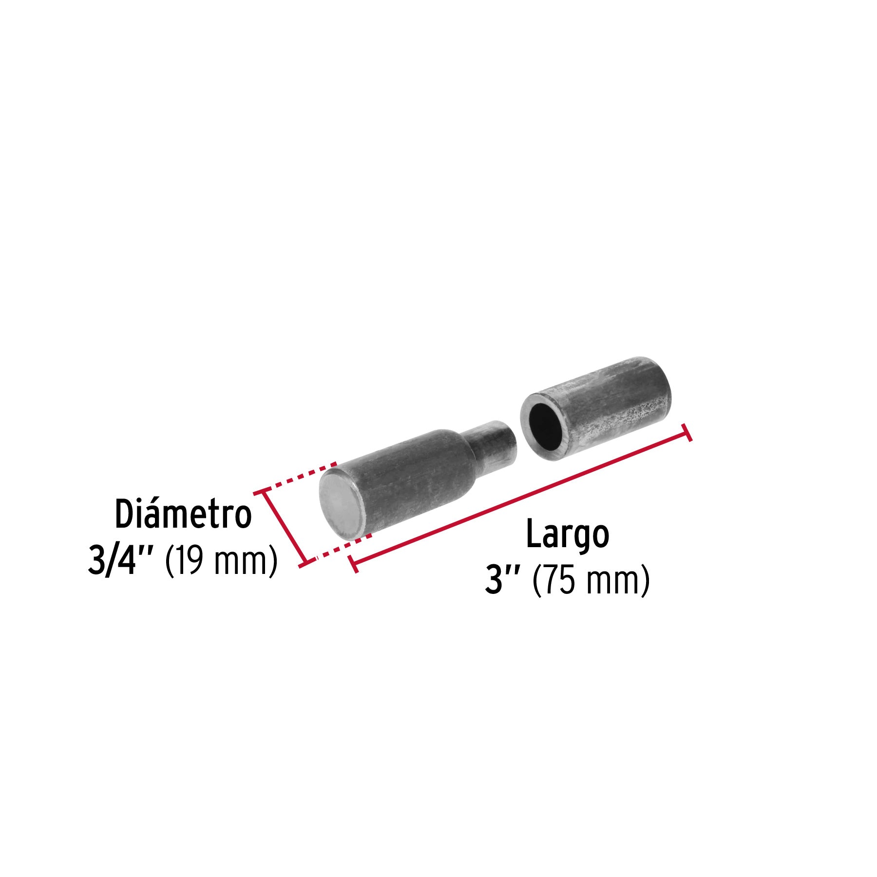 Bisagra tubular soldable de 3/4", HERMEX