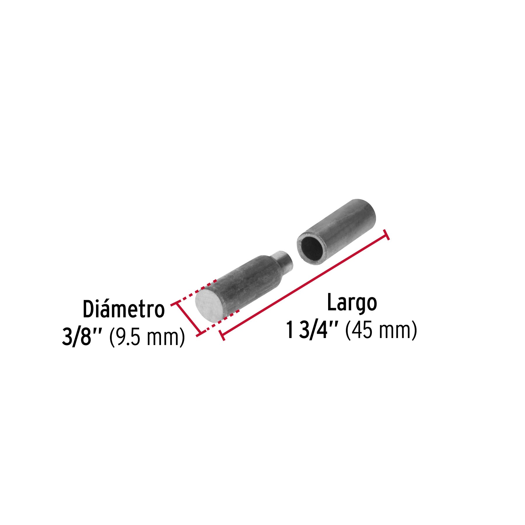 Bisagra tubular soldable de 3/8", HERMEX