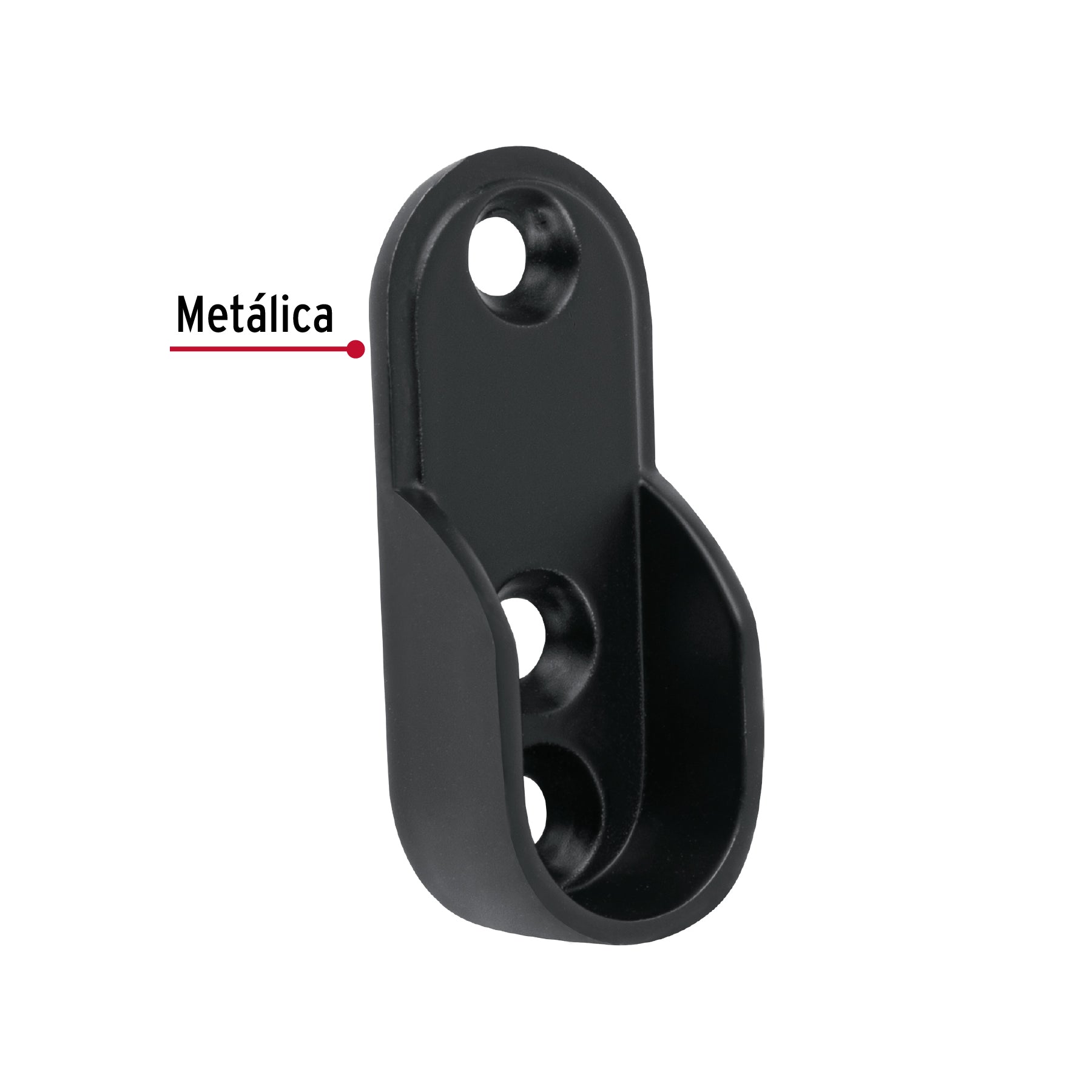 Brida negra para tubo ovalado de closet, HERMEX