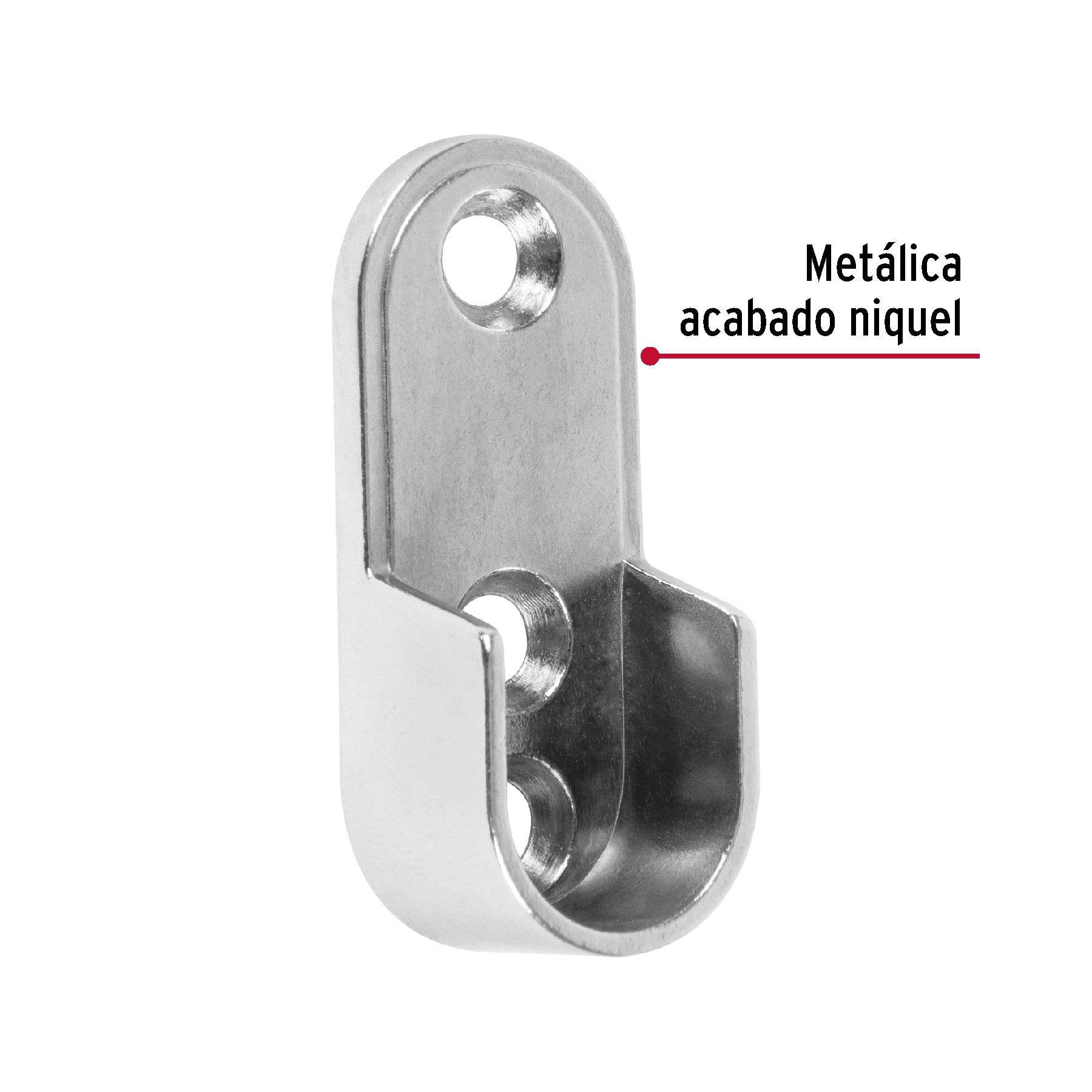 Brida niquelada para tubo ovalado de clóset, HERMEX