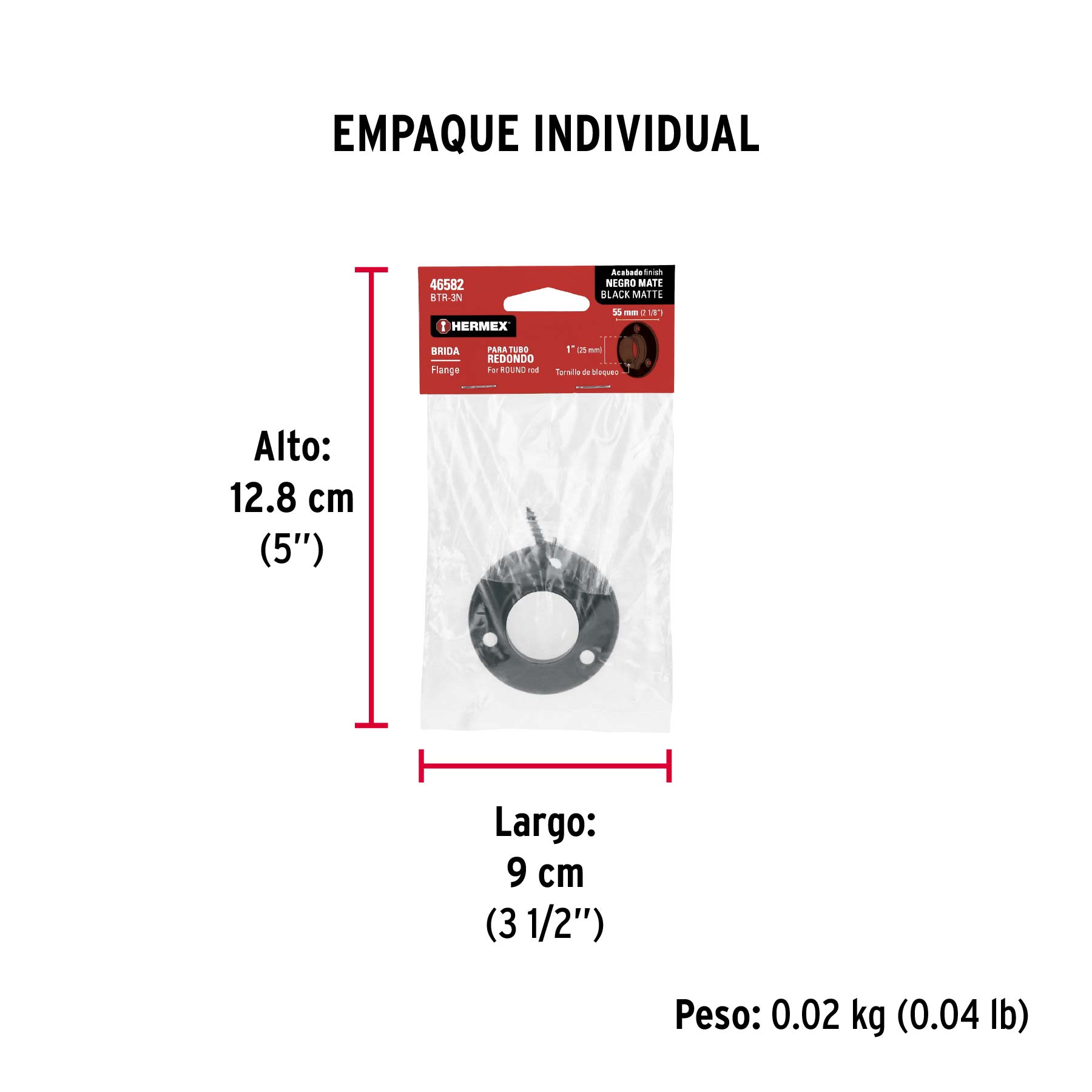 Brida negra para tubo redondo de closet, HERMEX - Empaque