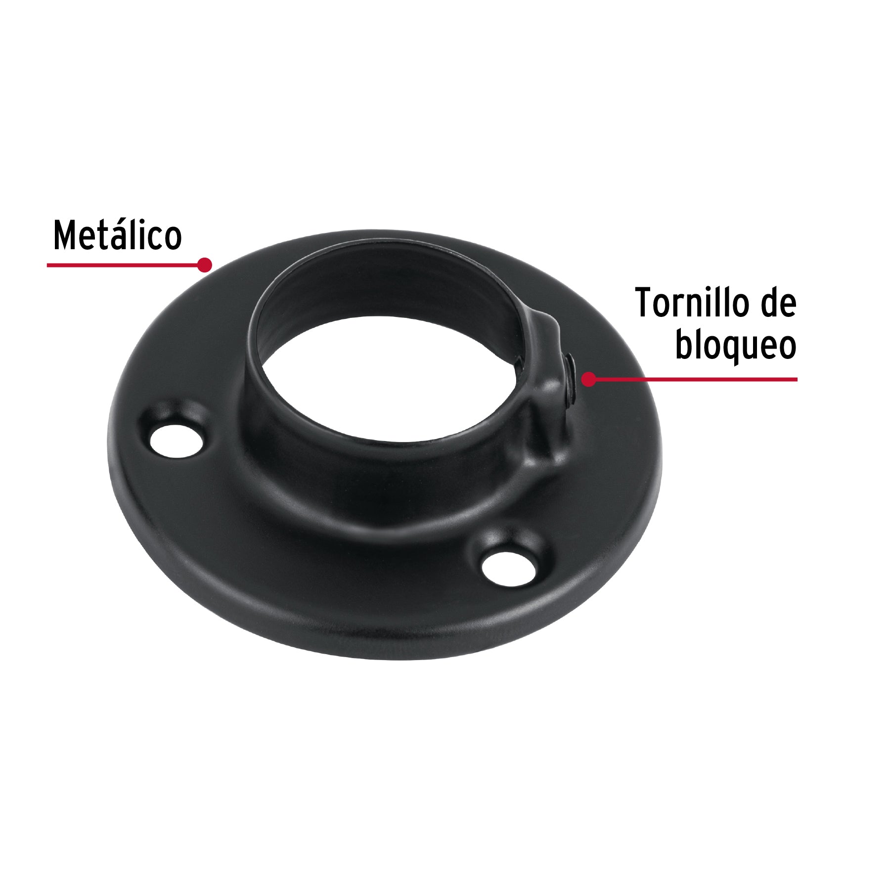 Brida negra para tubo redondo de closet, HERMEX