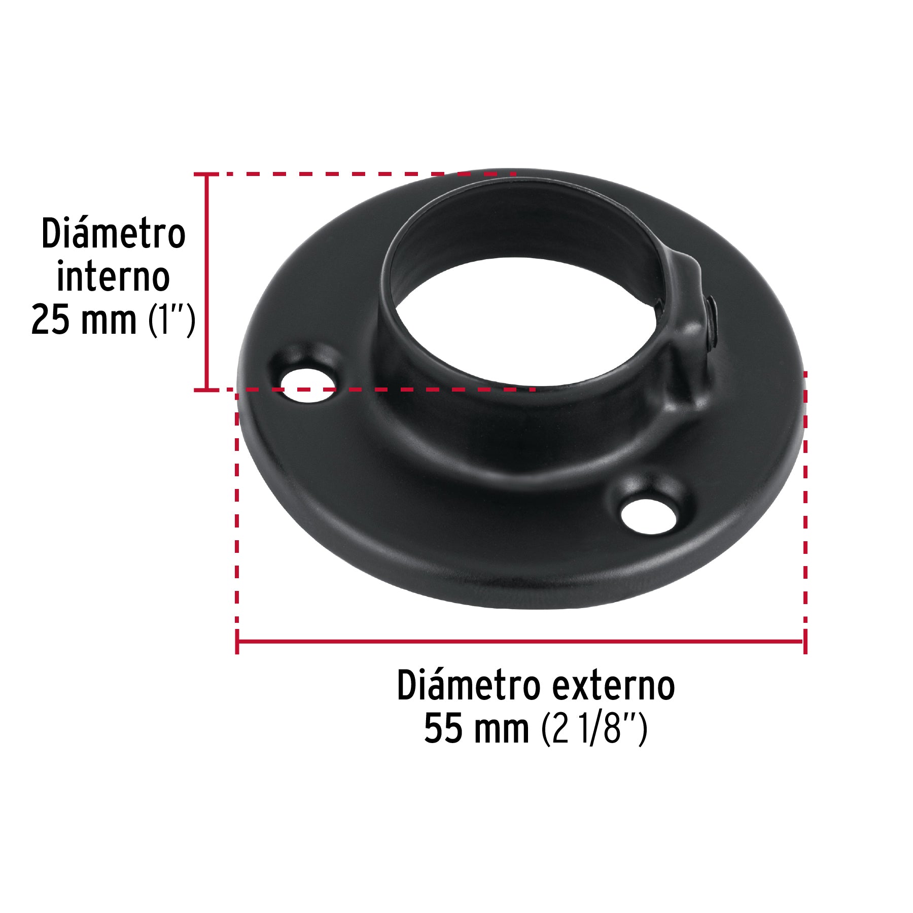 Brida negra para tubo redondo de closet, HERMEX
