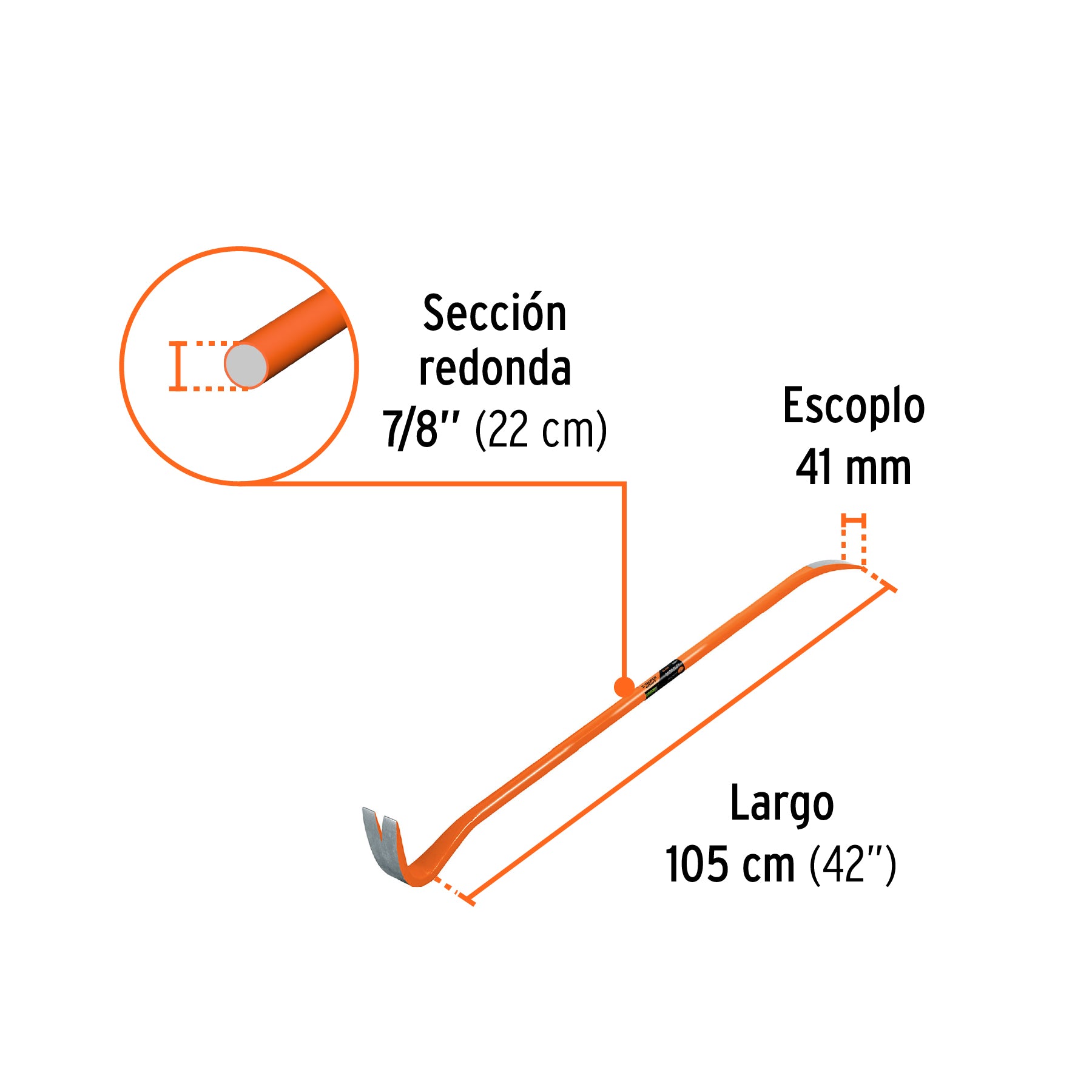 Barreta de uña de 7/8" x 105 cm, TRUPER EXPERT