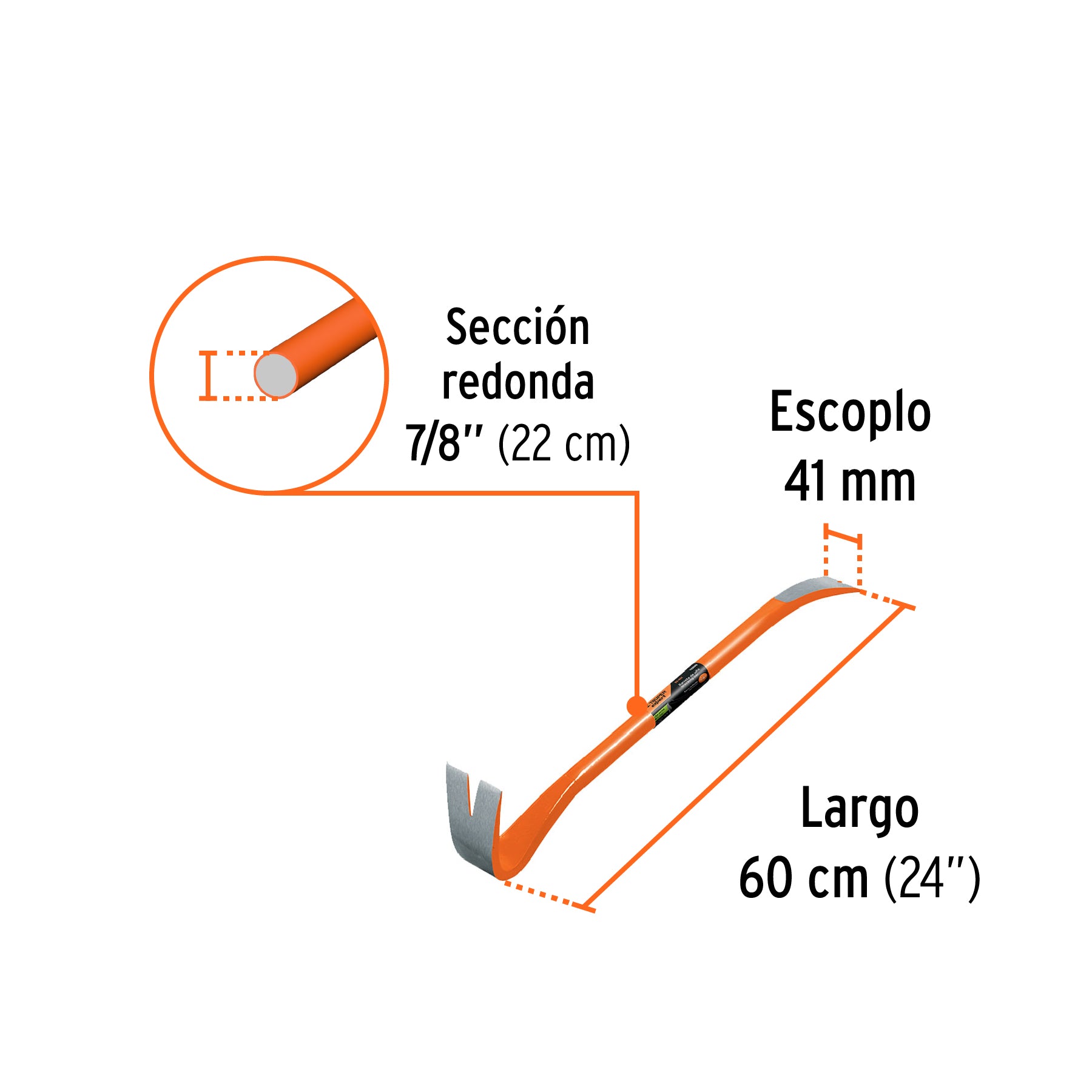 Barreta de uña de 7/8" x 60 cm, TRUPER EXPERT