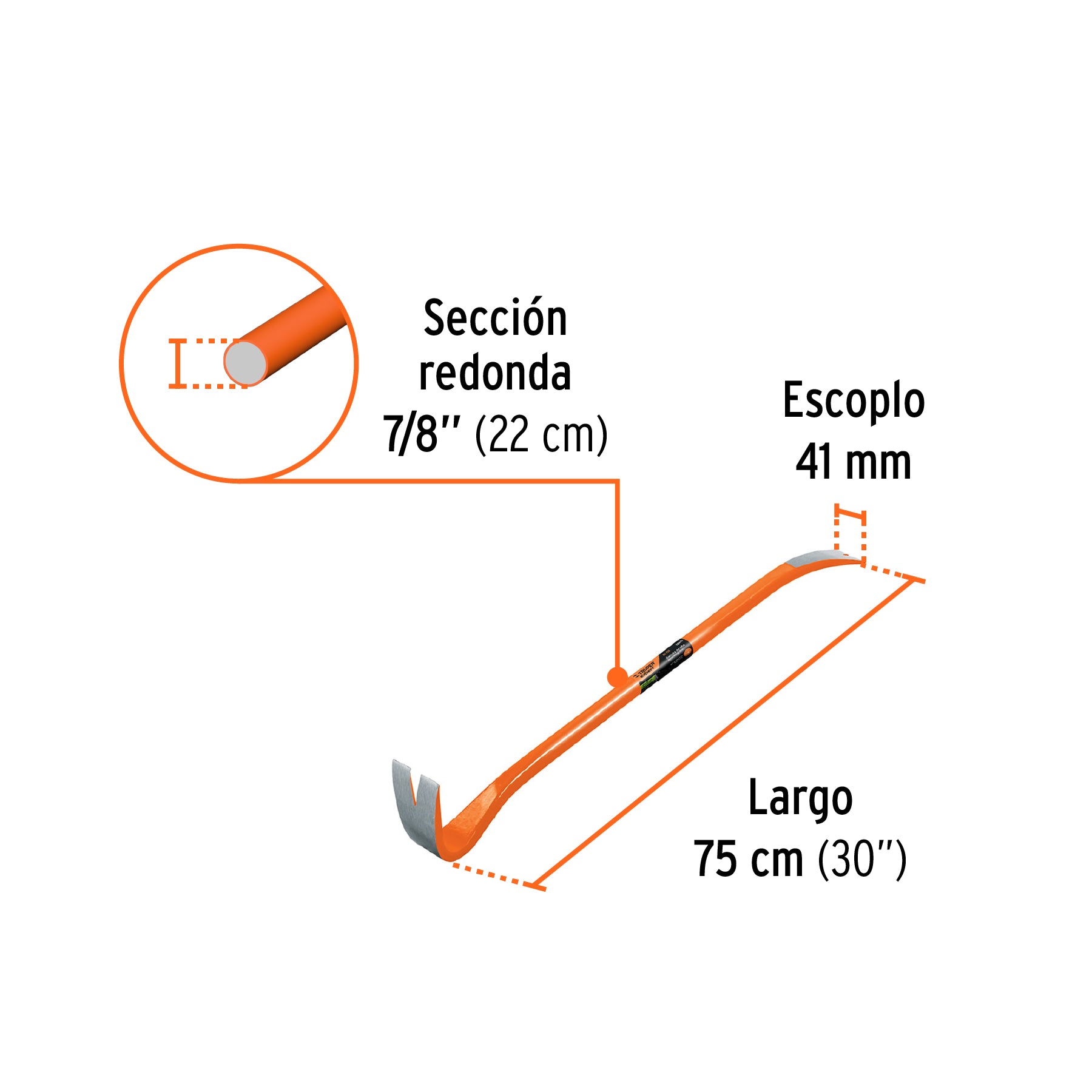 Barreta de uña de 7/8" x 75 cm, TRUPER EXPERT