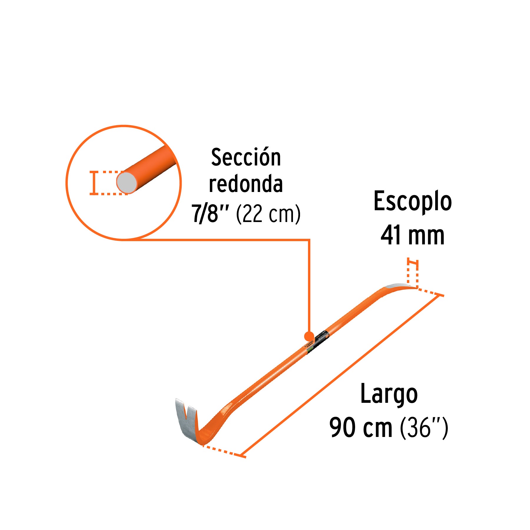 Barreta de uña de 7/8" x 90 cm, TRUPER EXPERT