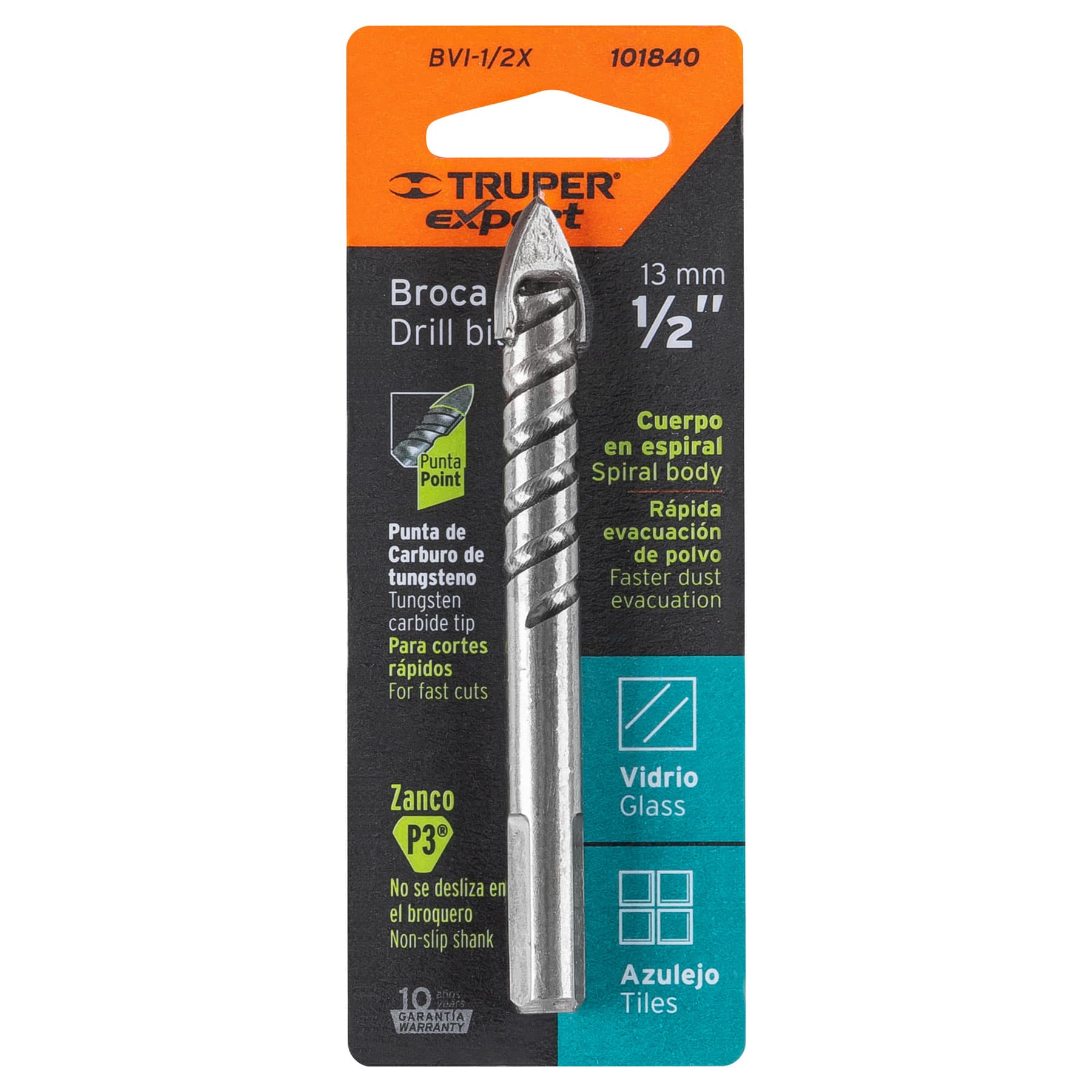 Broca para vidrio y azulejo 1/2", TRUPER EXPERT