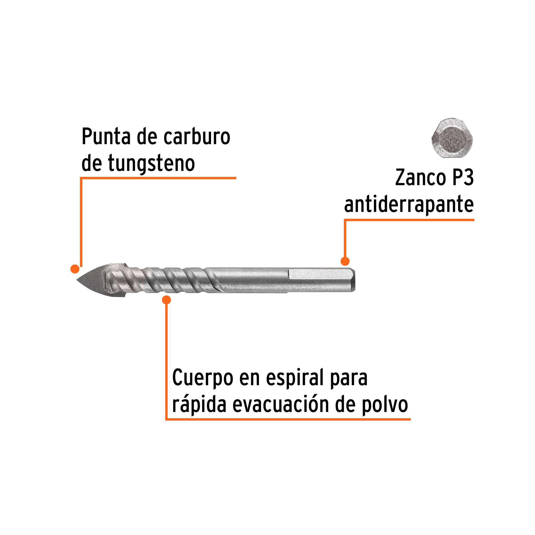 Broca para vidrio y azulejo 1/2", TRUPER EXPERT