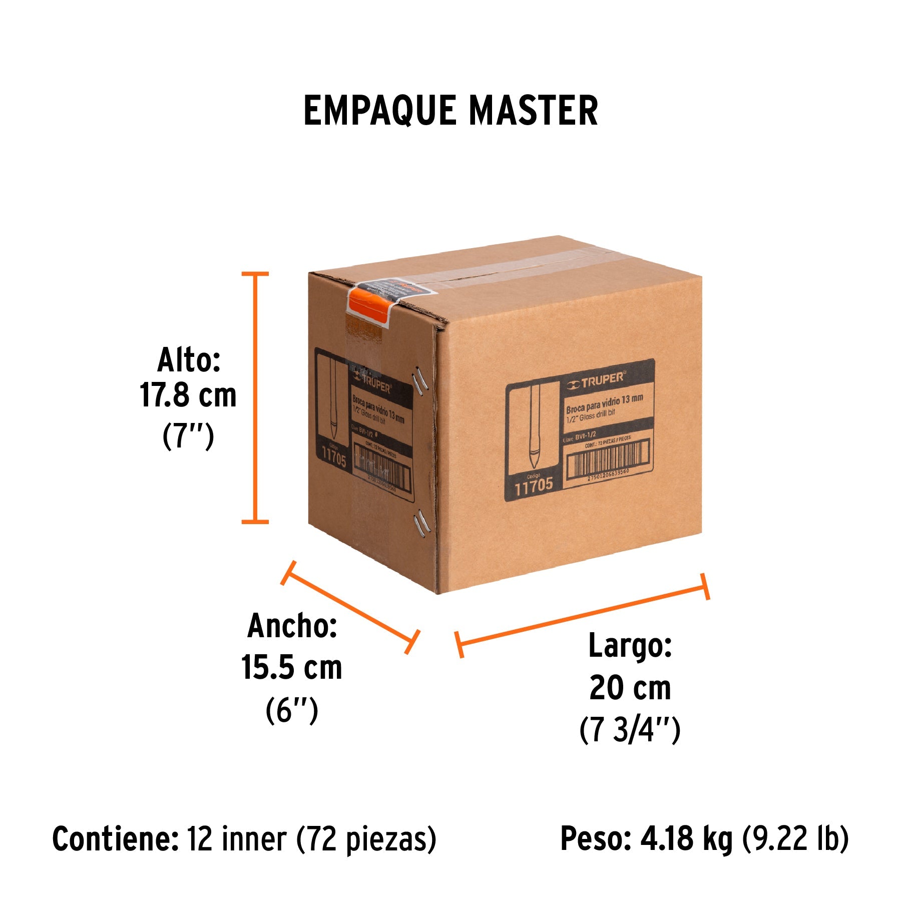 Broca para vidrio y azulejo de 1/2", TRUPER - Empaque