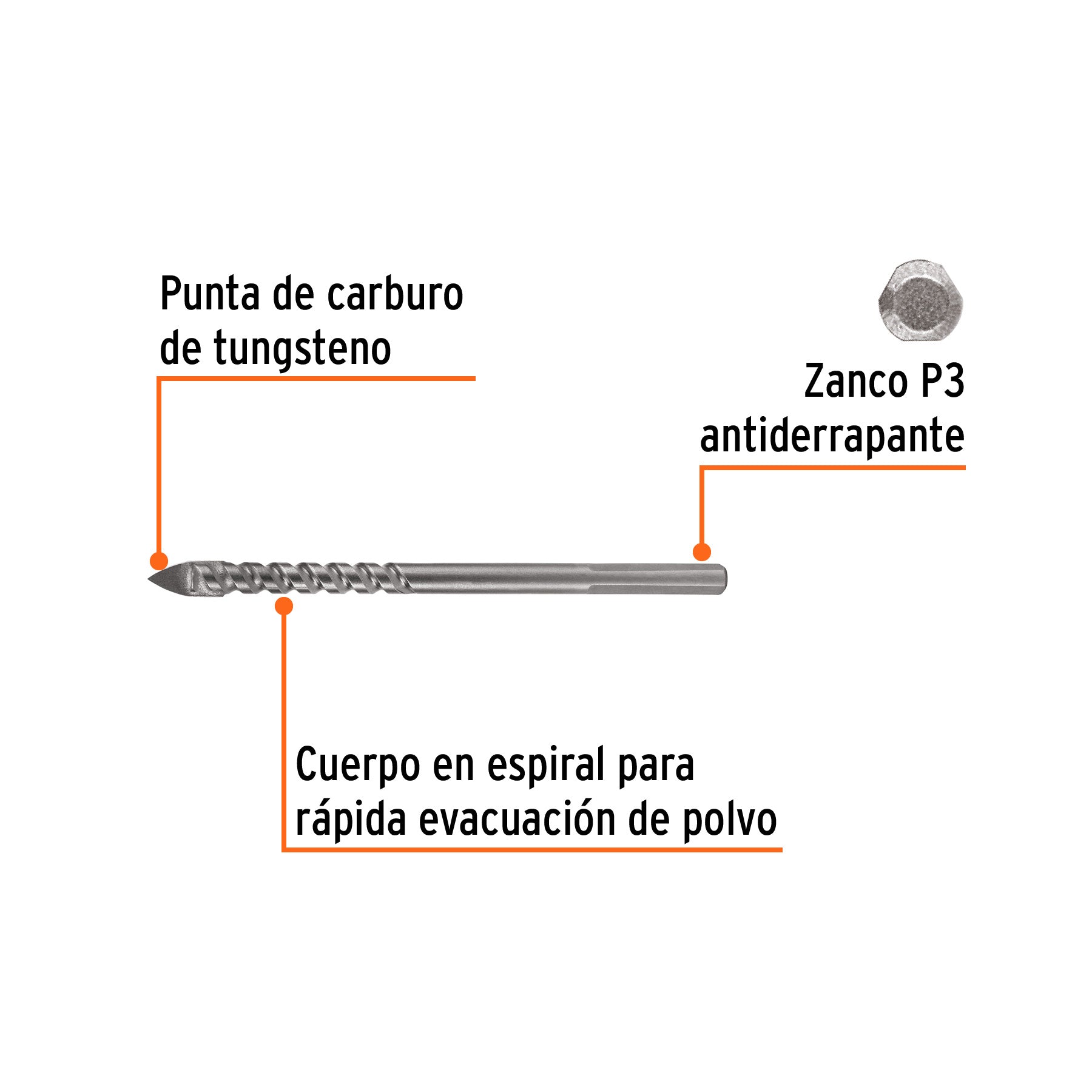 Broca para vidrio y azulejo 1/4", TRUPER EXPERT