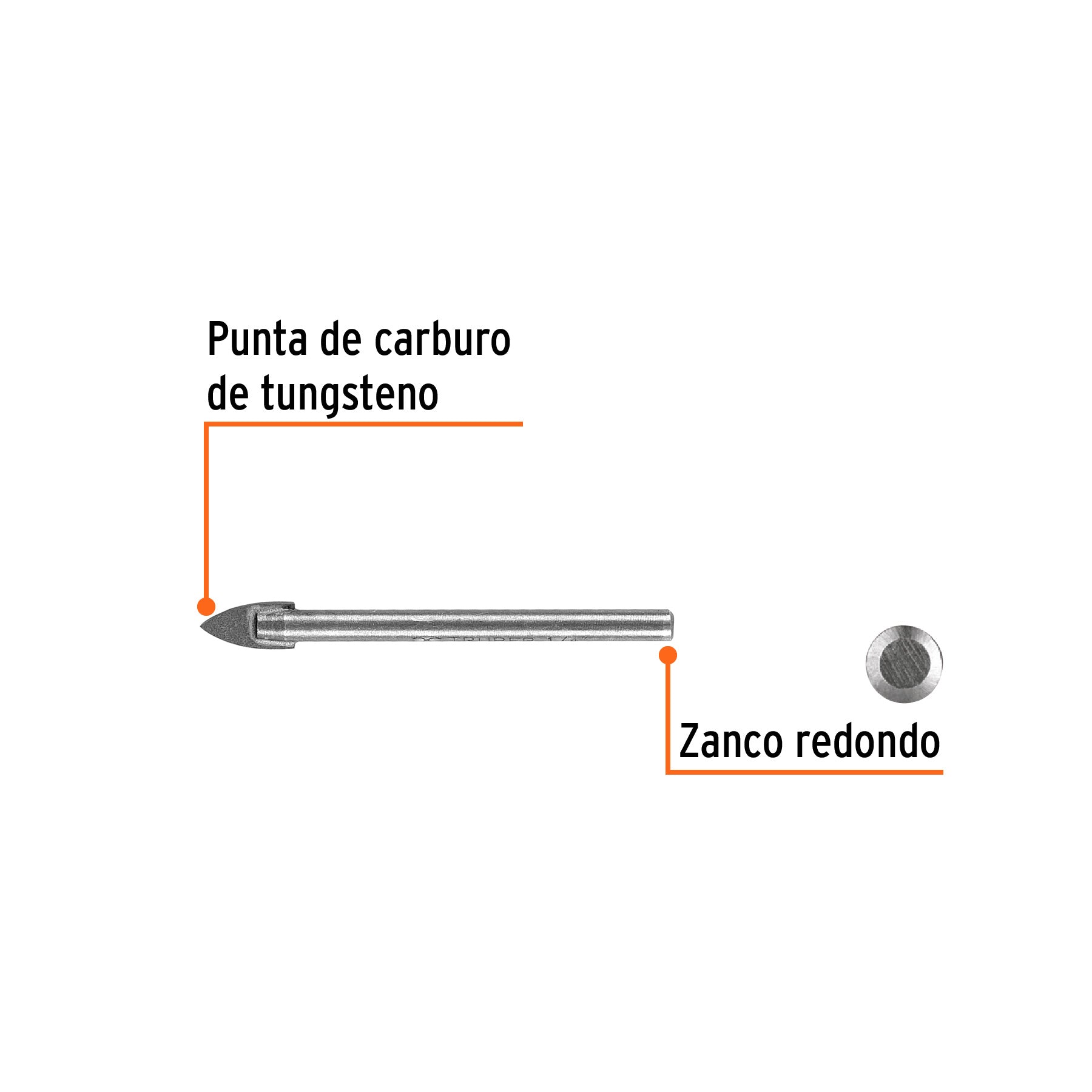 Broca para vidrio y azulejo de 1/4", TRUPER