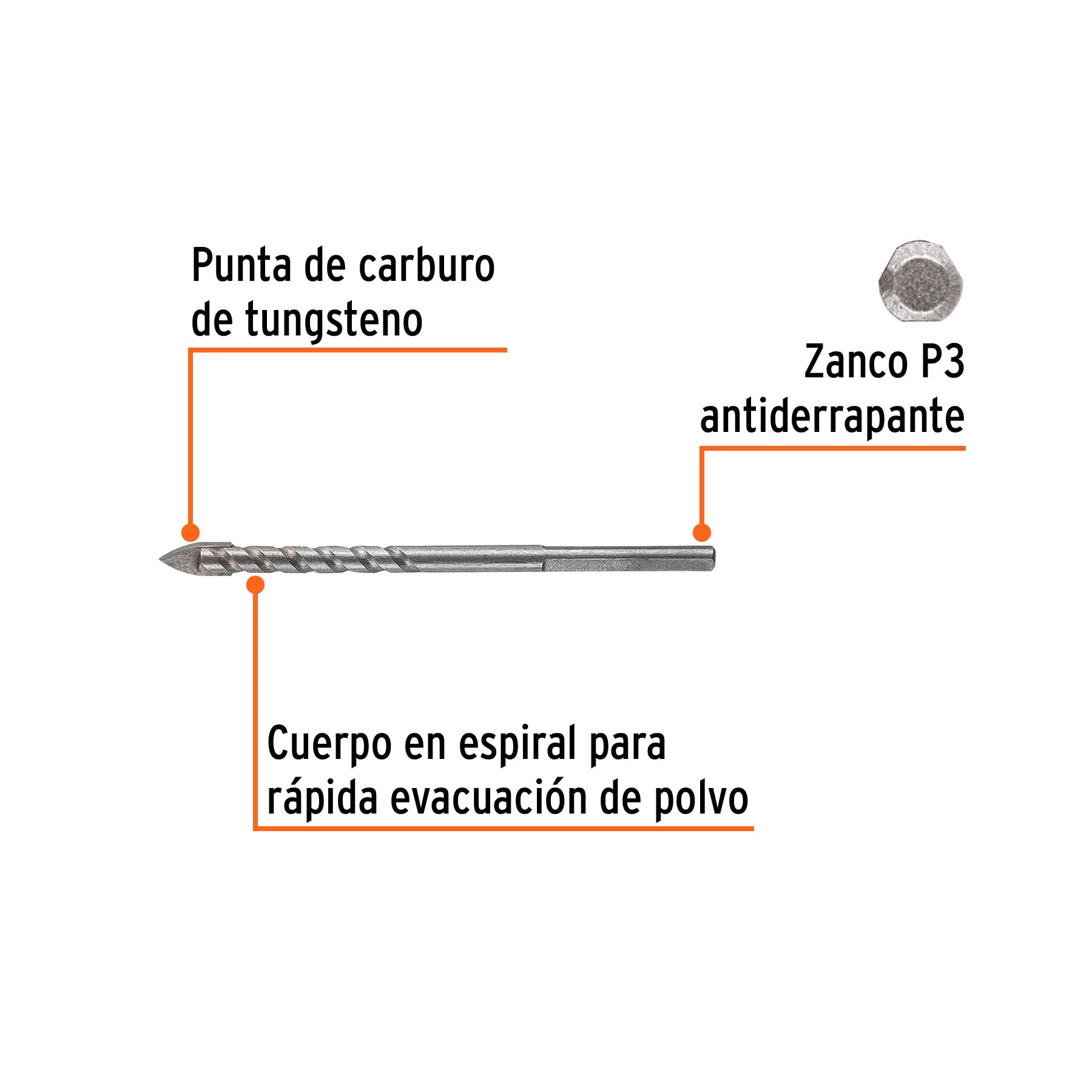Broca para vidrio y azulejo 3/16", TRUPER EXPERT