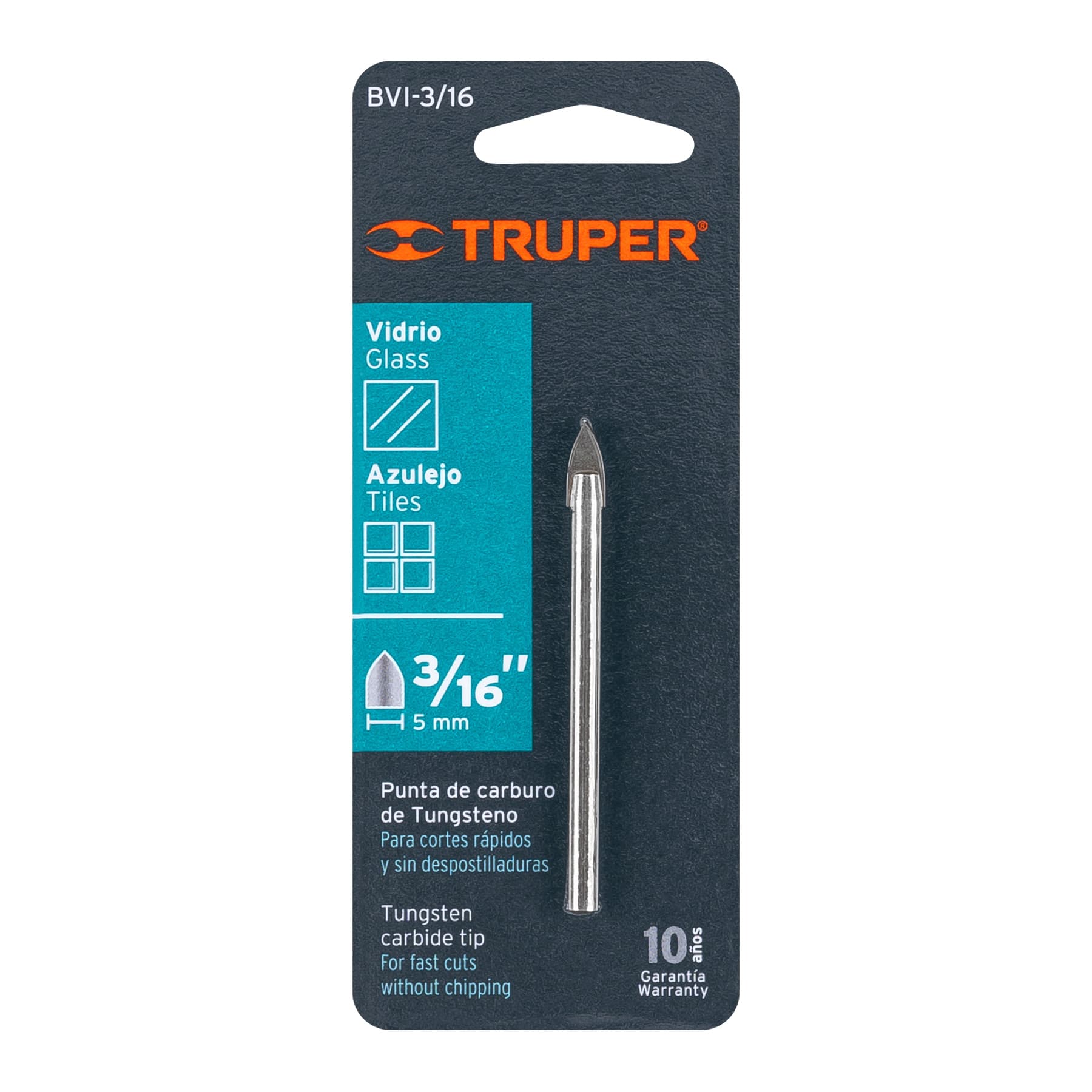 Broca para vidrio y azulejo de 3/16", TRUPER