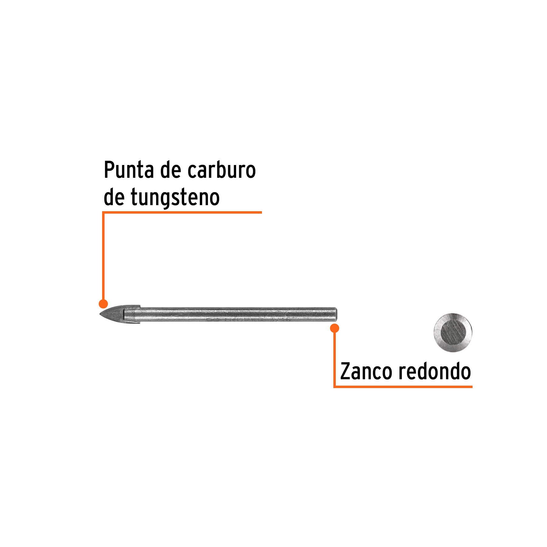 Broca para vidrio y azulejo de 3/16", TRUPER