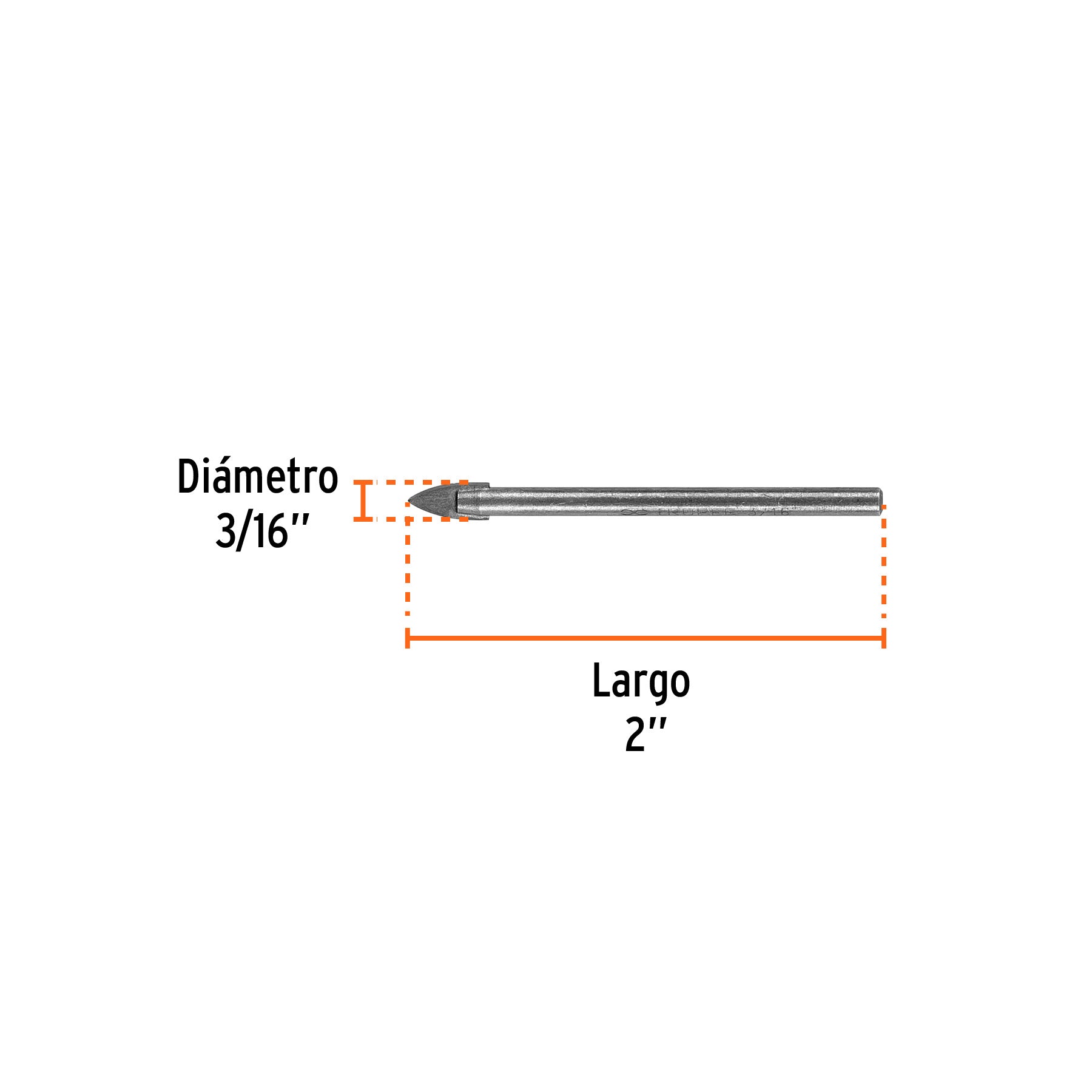 Broca para vidrio y azulejo de 3/16", TRUPER