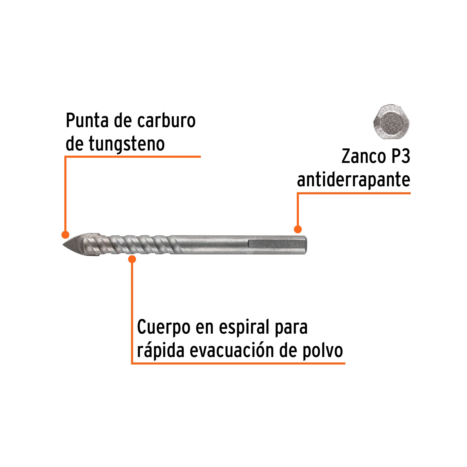 Broca para vidrio y azulejo 3/8", TRUPER EXPERT