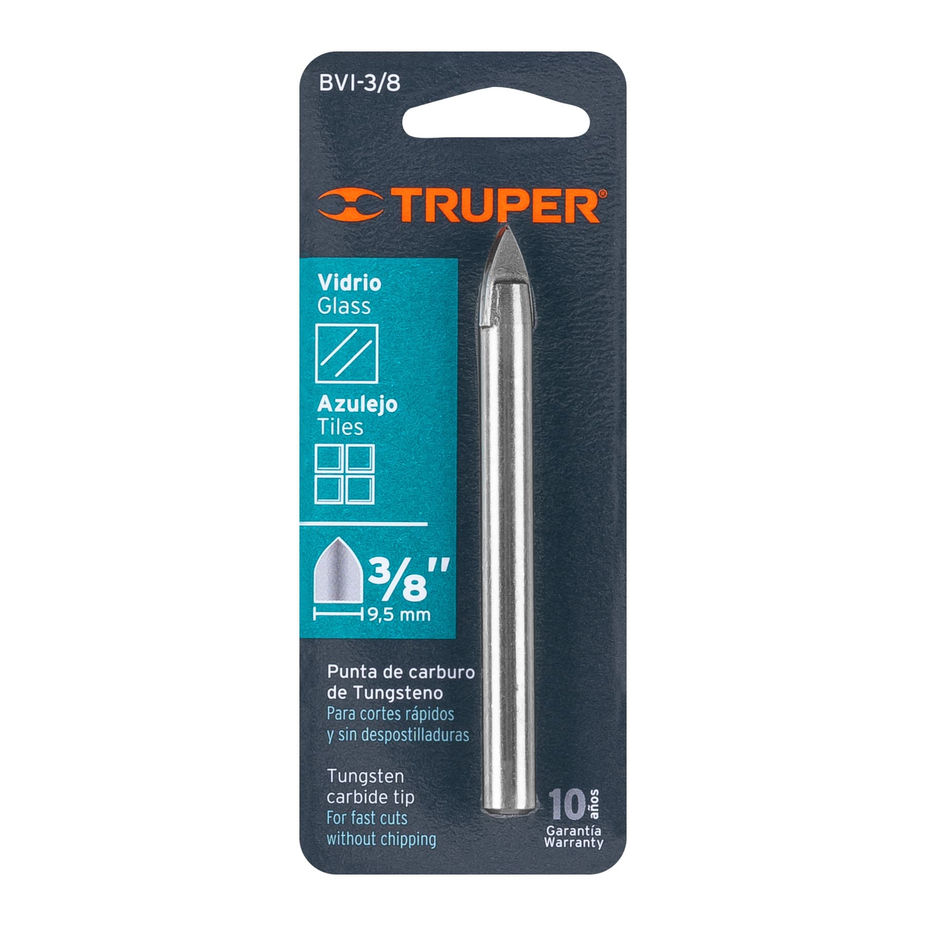 Broca para vidrio y azulejo de 3/8", TRUPER