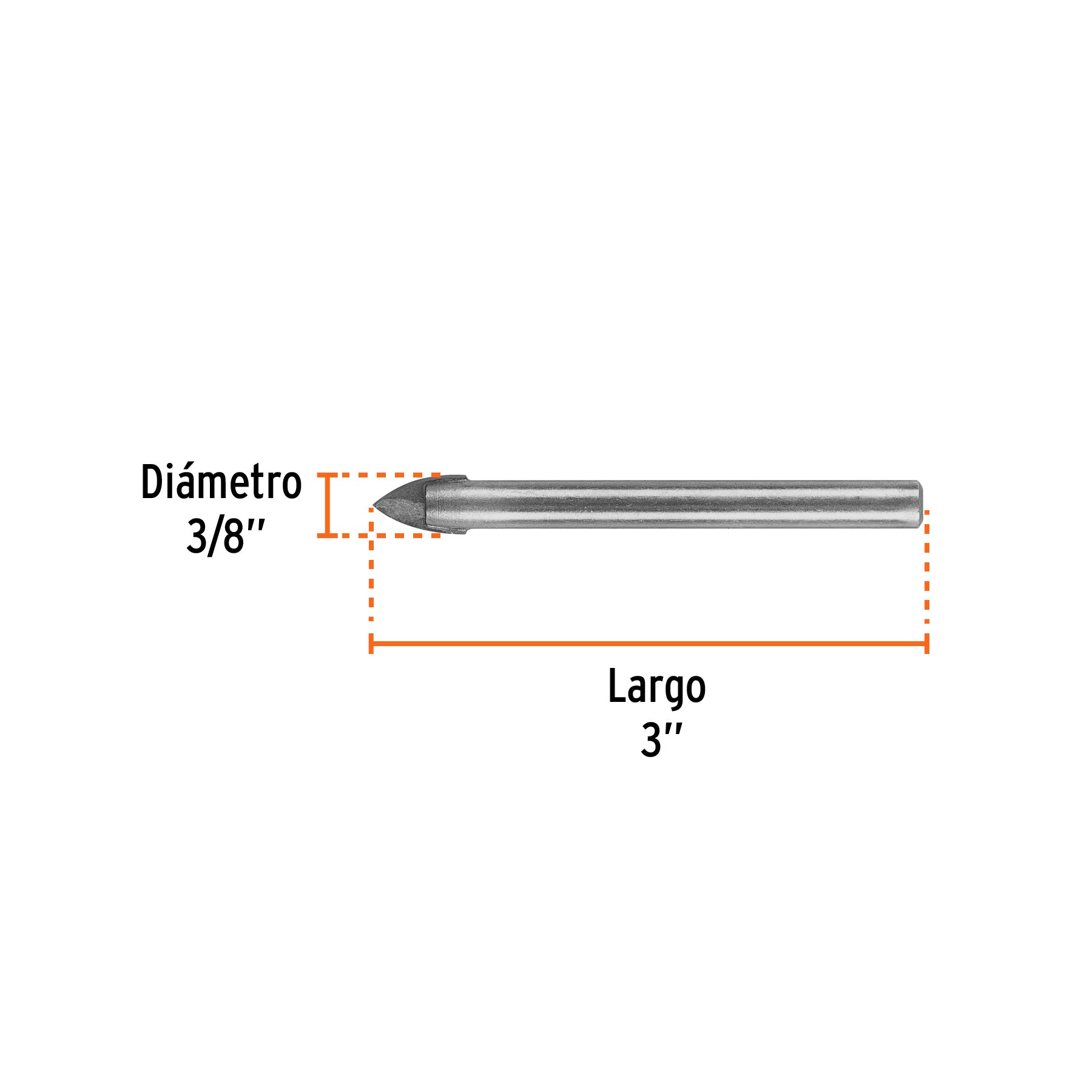 Broca para vidrio y azulejo de 3/8", TRUPER