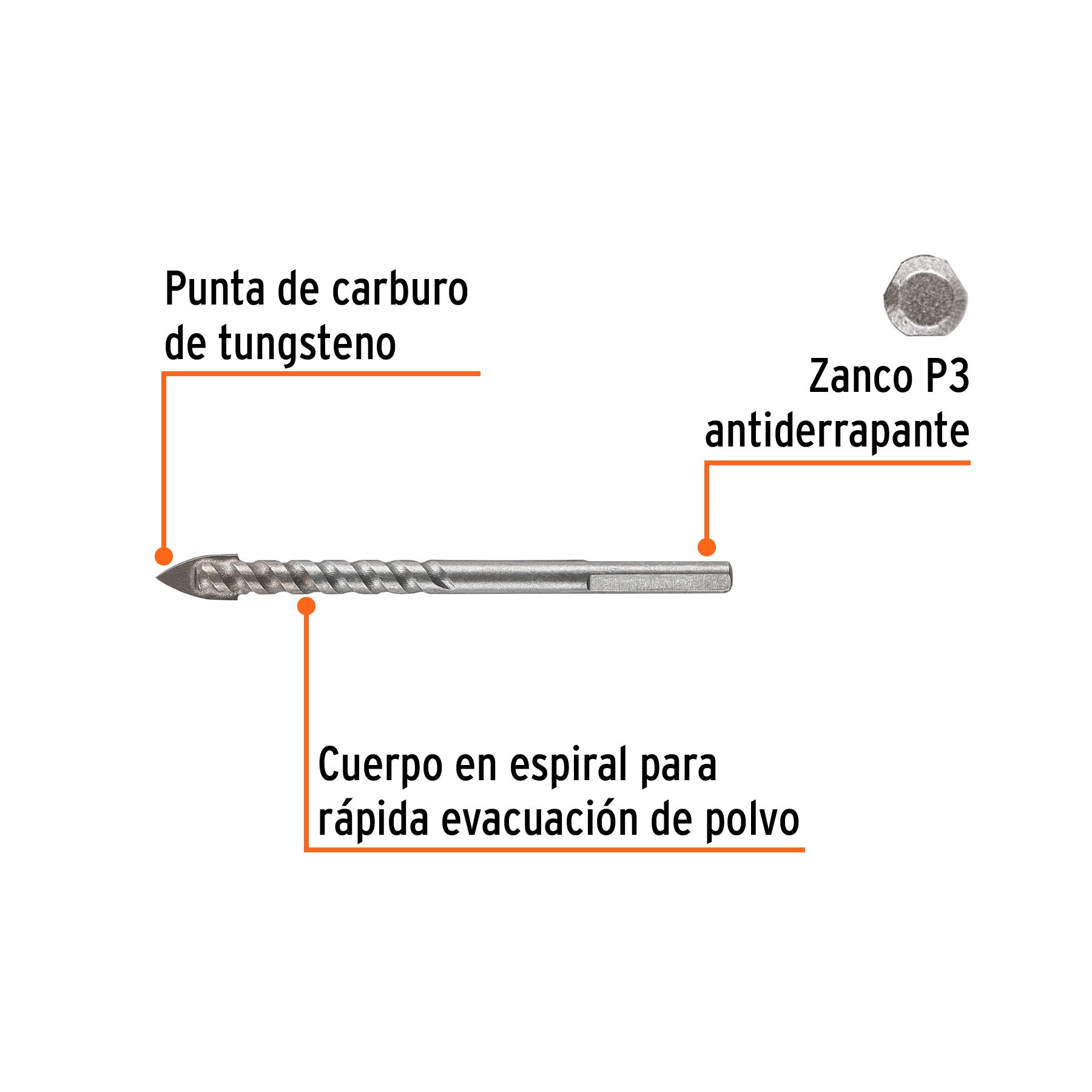 Broca para vidrio y azulejo 5/16", TRUPER EXPERT