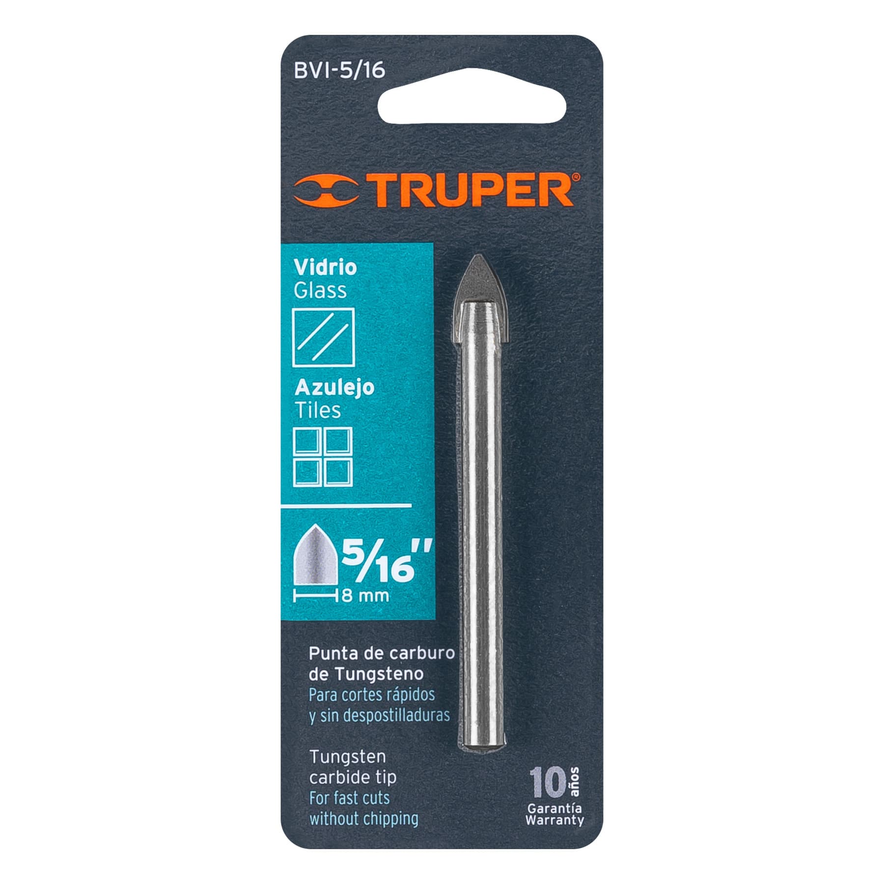 Broca para vidrio y azulejo de 5/16", TRUPER