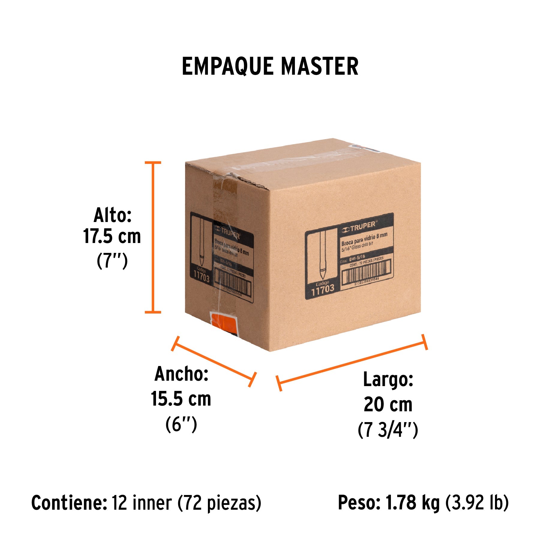 Broca para vidrio y azulejo de 5/16", TRUPER - Empaque