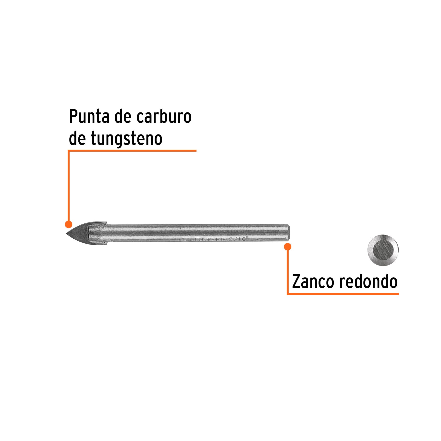 Broca para vidrio y azulejo de 5/16", TRUPER