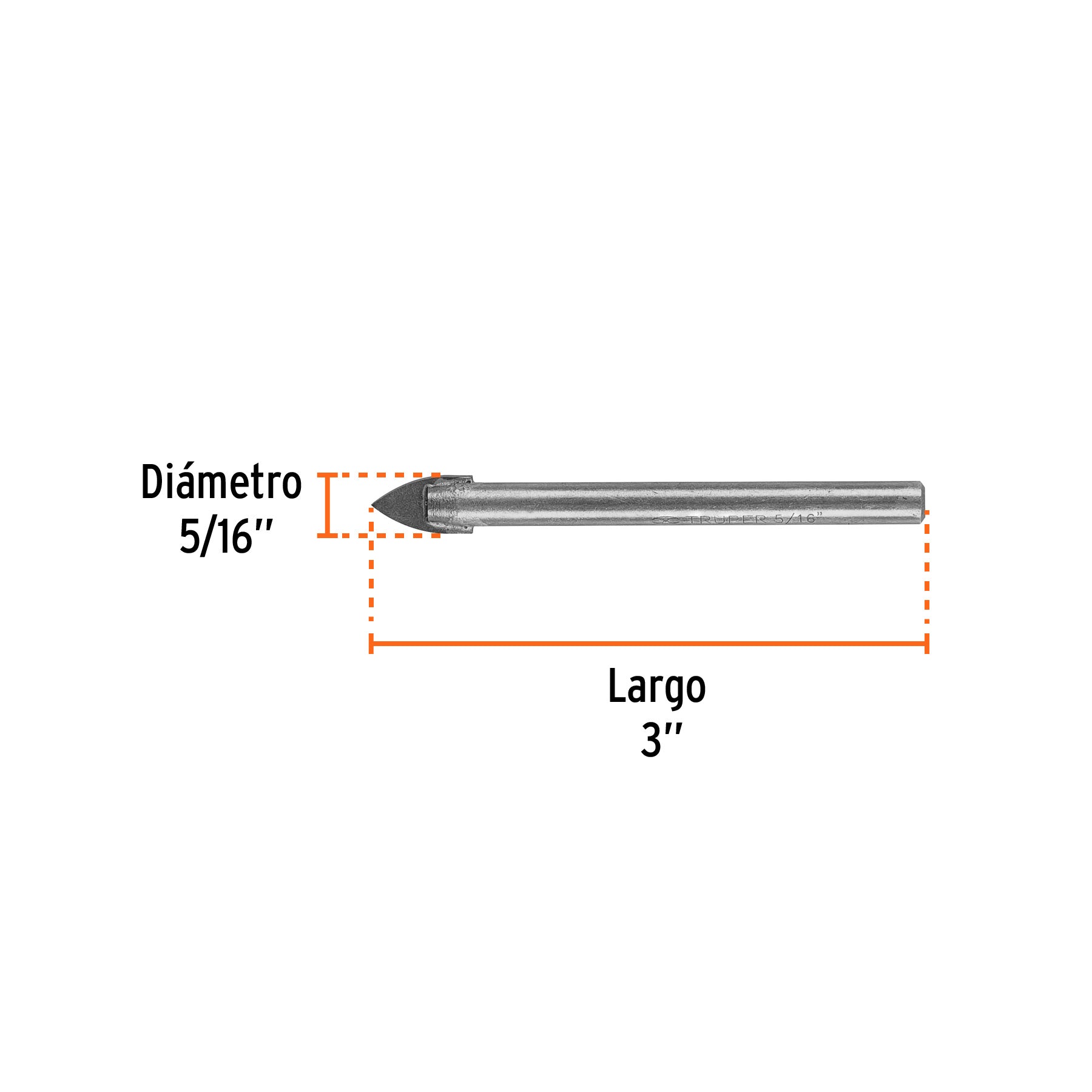 Broca para vidrio y azulejo de 5/16", TRUPER