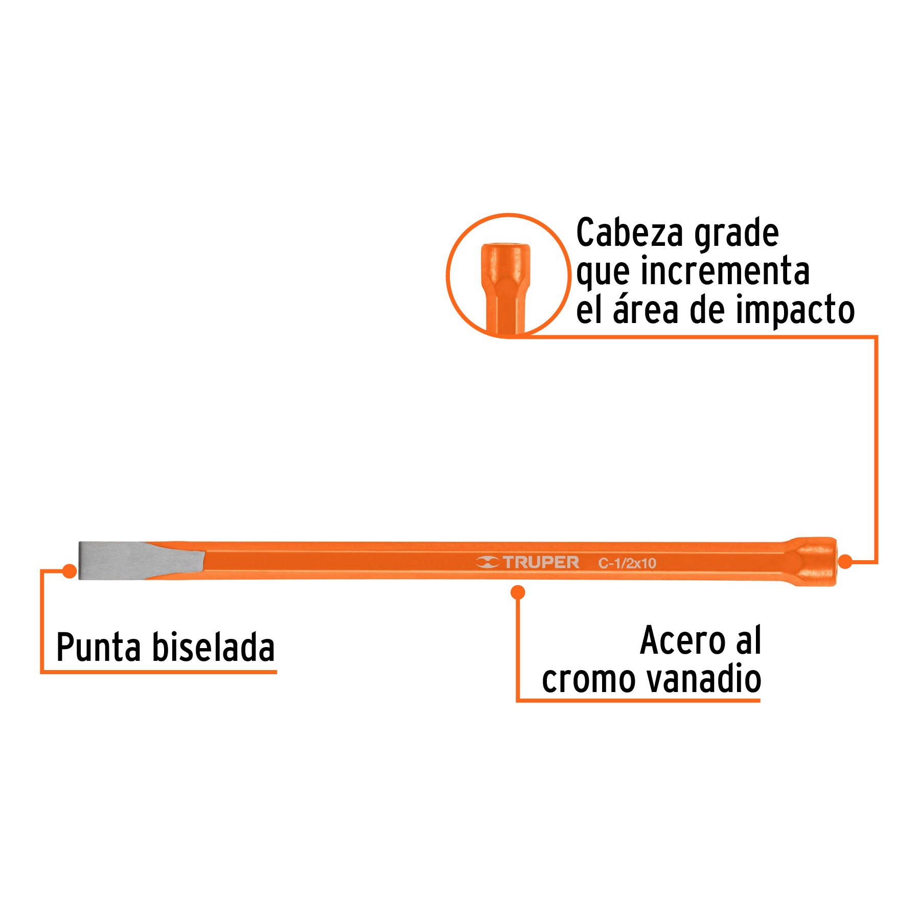Cincel de corte frío de 1/2 X 10", TRUPER