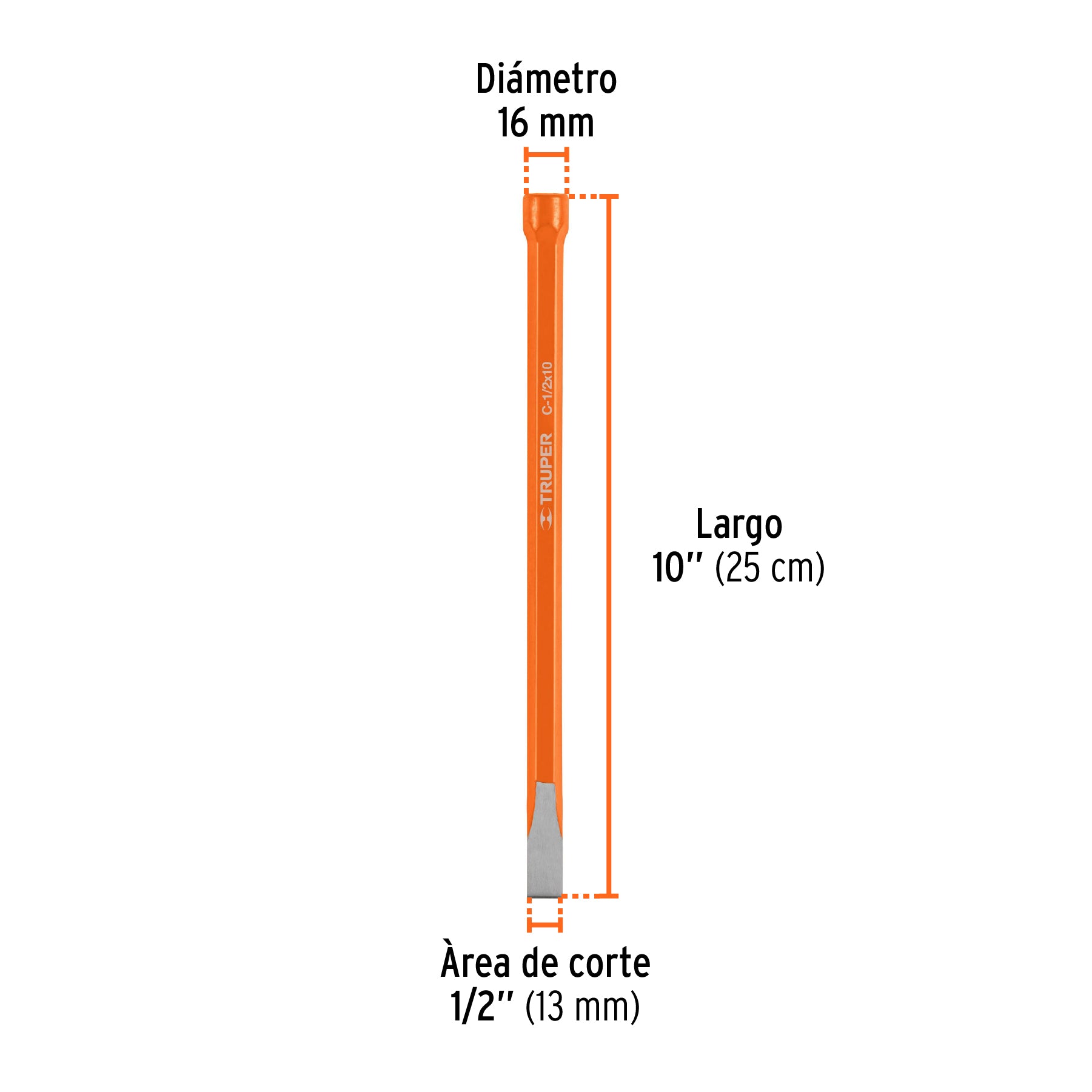 Cincel de corte frío de 1/2 X 10", TRUPER