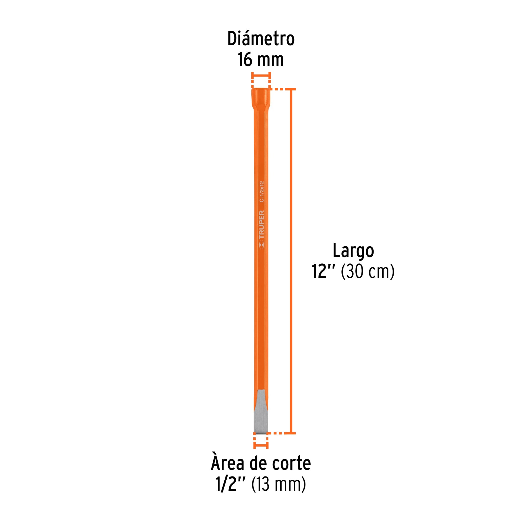 Cincel de corte frío de 1/2 X 12", TRUPER