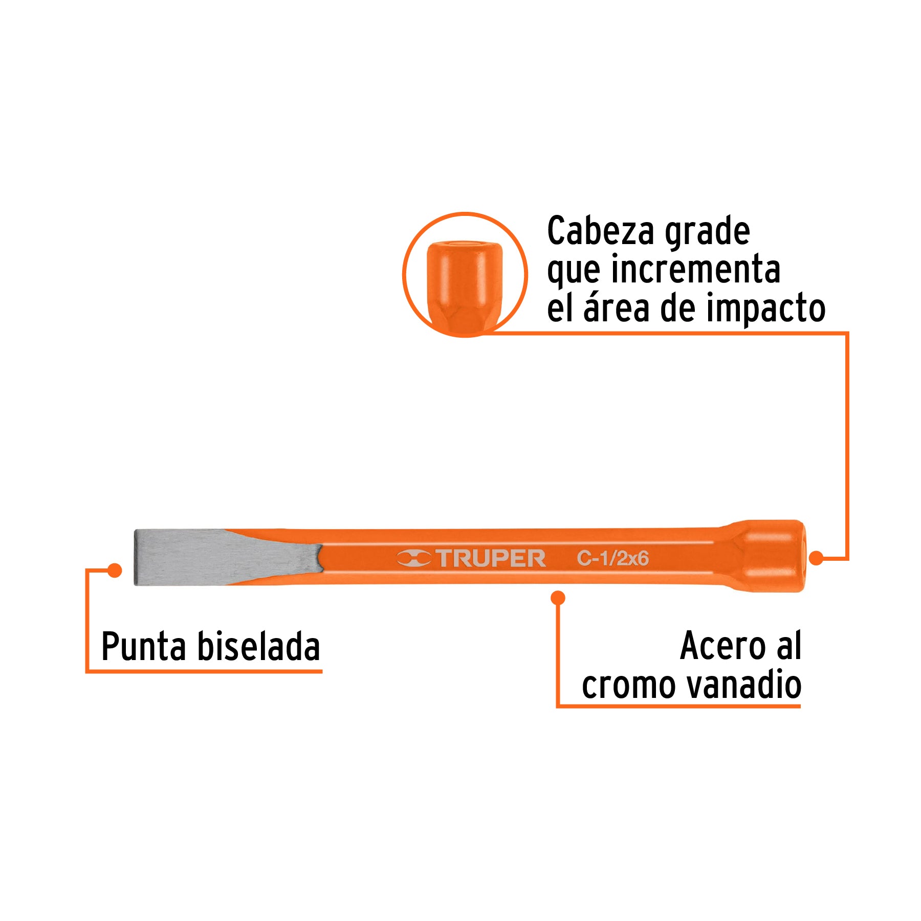 Cincel de corte frío de 1/2 X 6", TRUPER