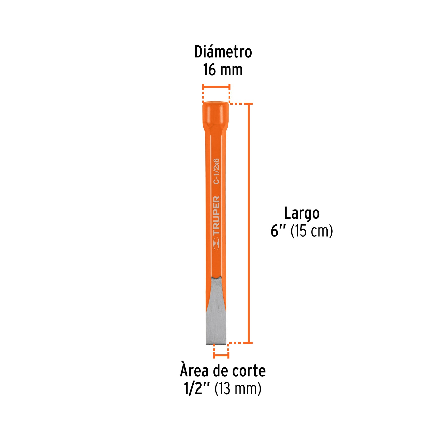 Cincel de corte frío de 1/2 X 6", TRUPER