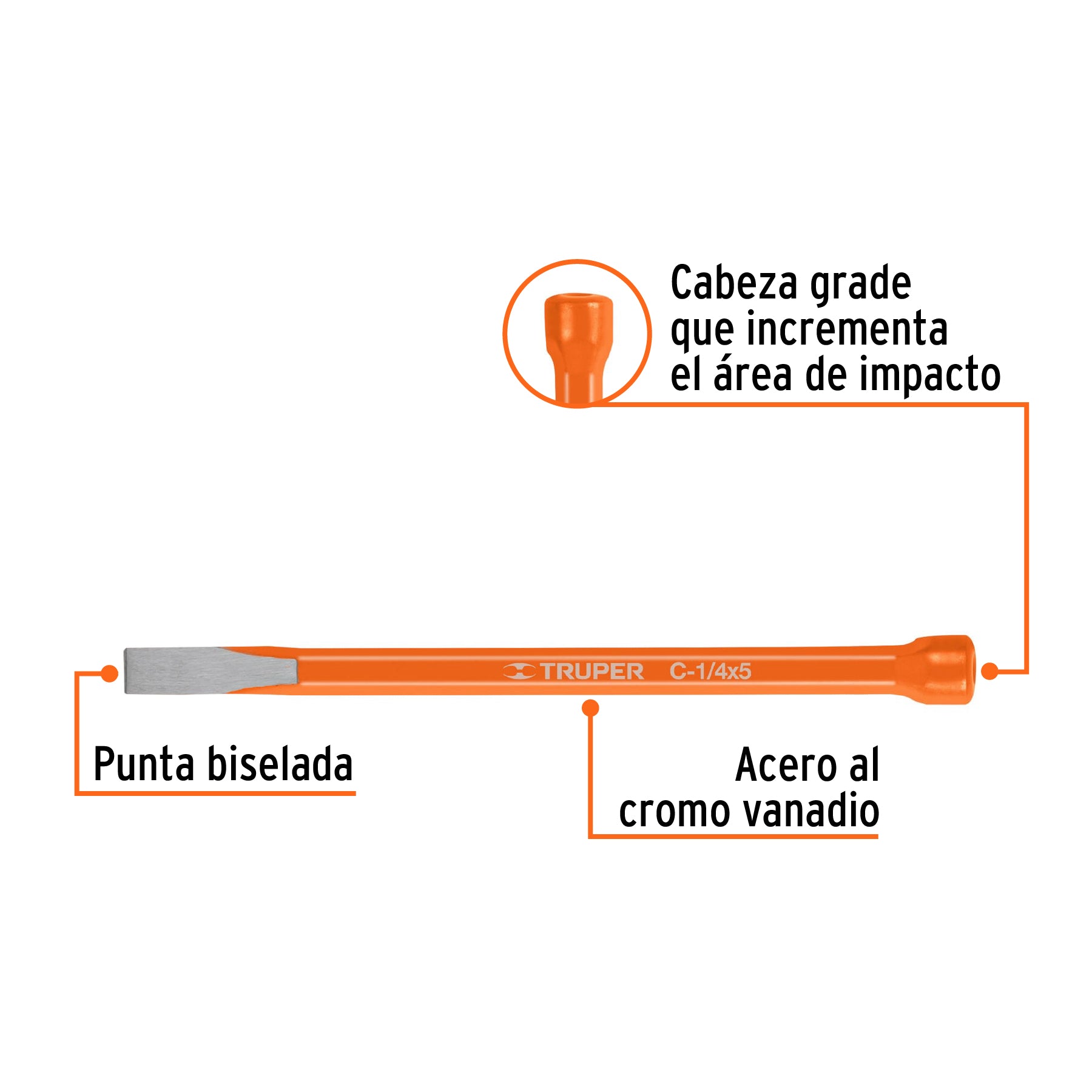 Cincel de corte frío de 1/4 X 5", TRUPER