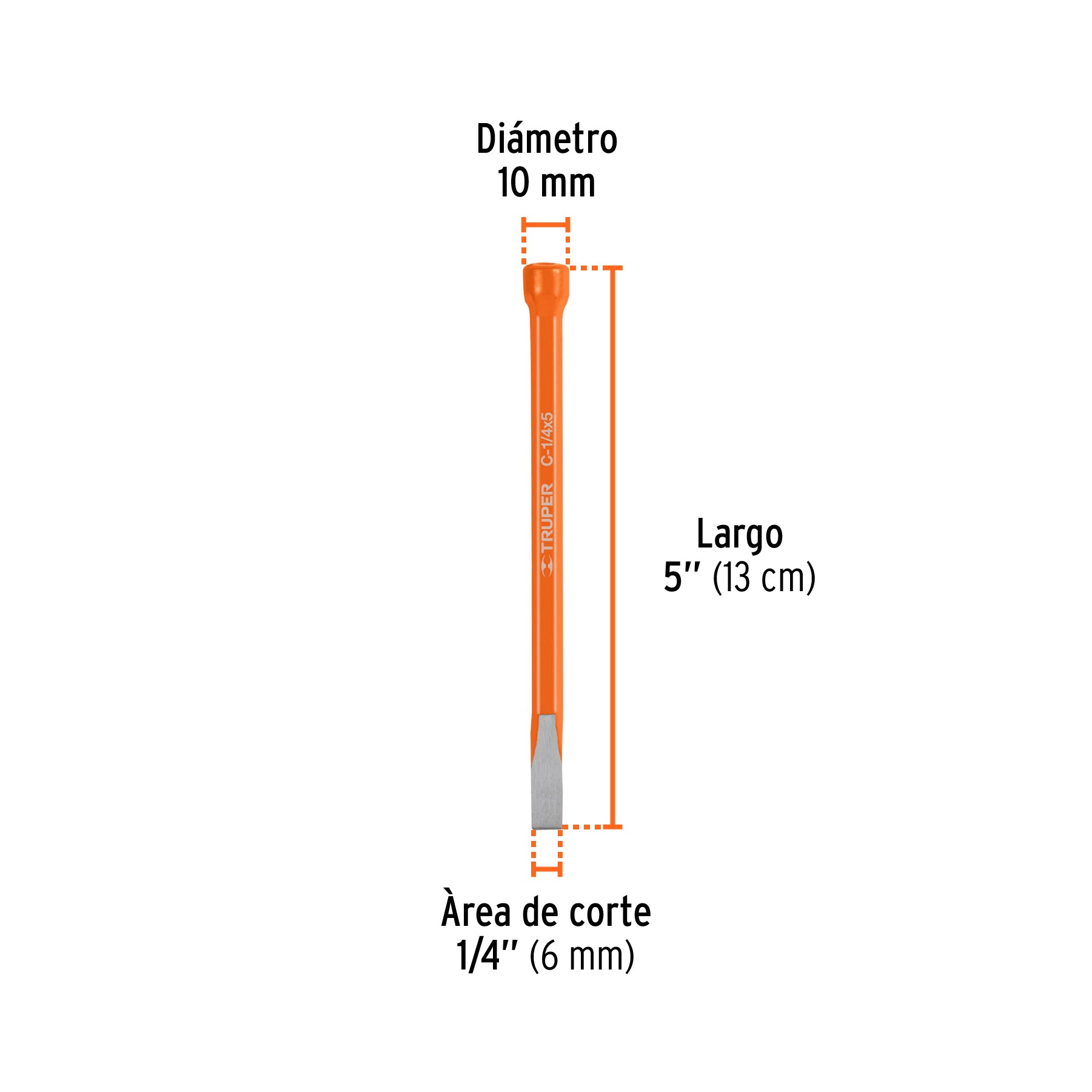 Cincel de corte frío de 1/4 X 5", TRUPER