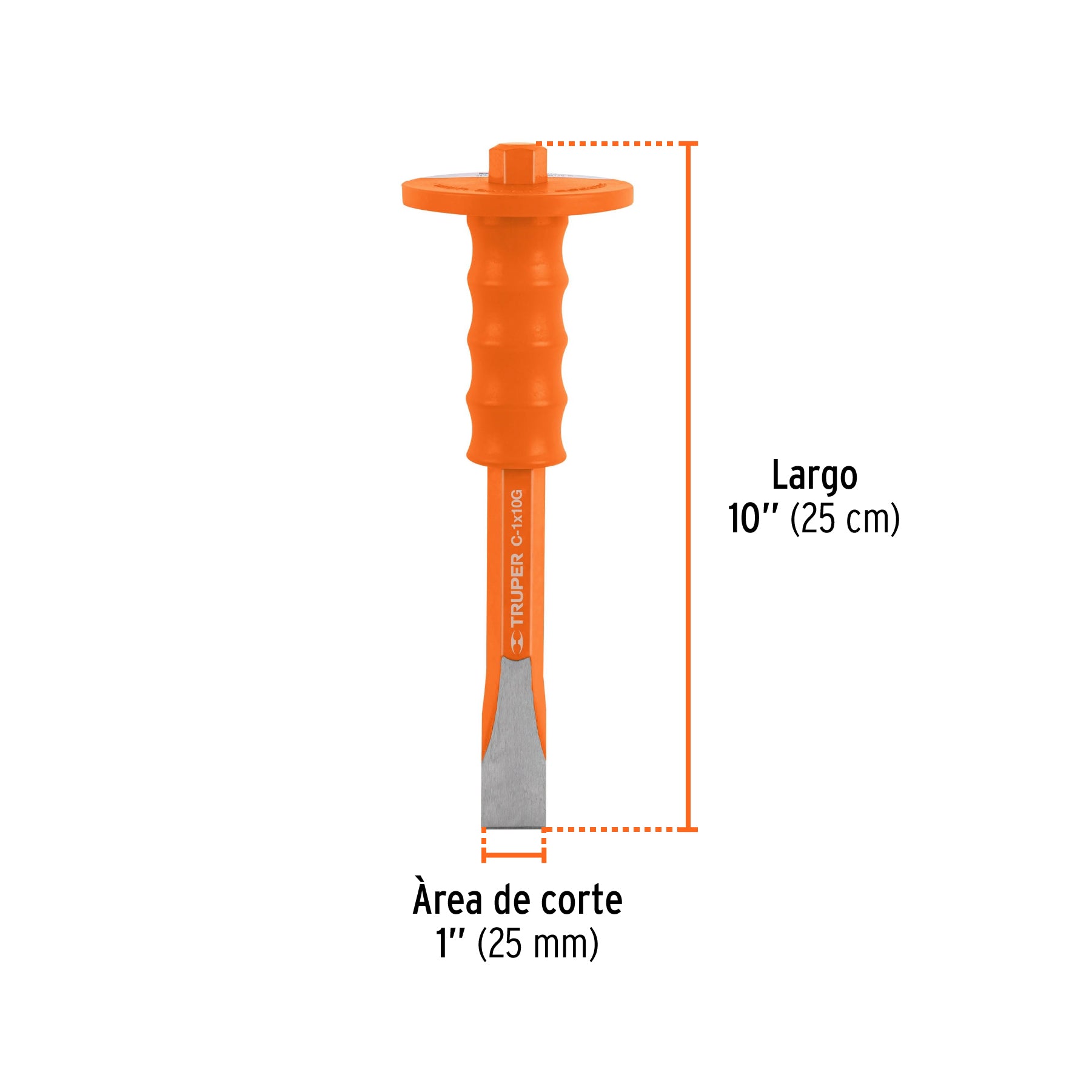 Cincel de corte frío 1 x 10" con grip, TRUPER