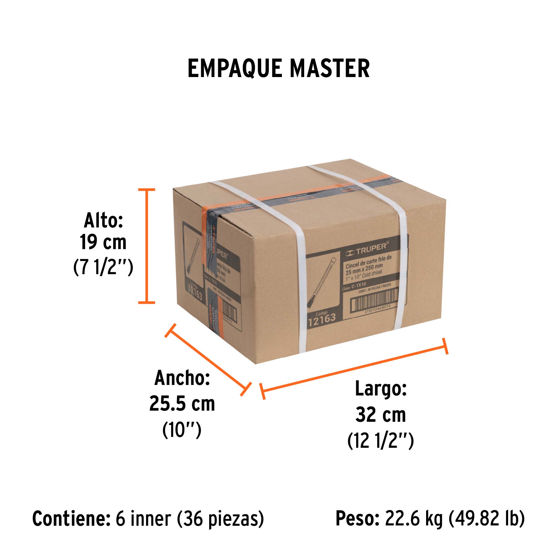 Cincel de corte frío de 1 X 10", TRUPER - Empaque